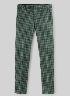 Perfectly Crafted Italian Green Houndstooth Tweed Pants