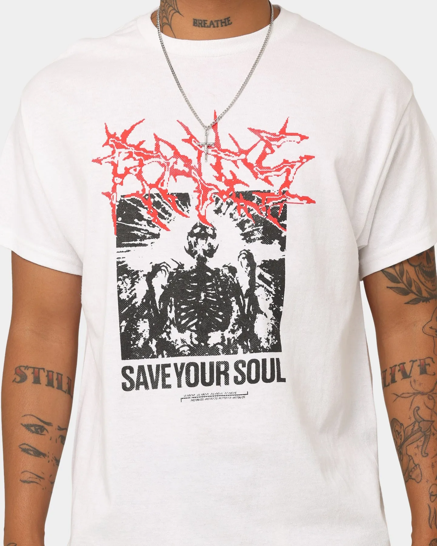 Trendy Comfort Wear Yarn Dyed Stripes Rats Get Fat Save Your Soul T-Shirt White