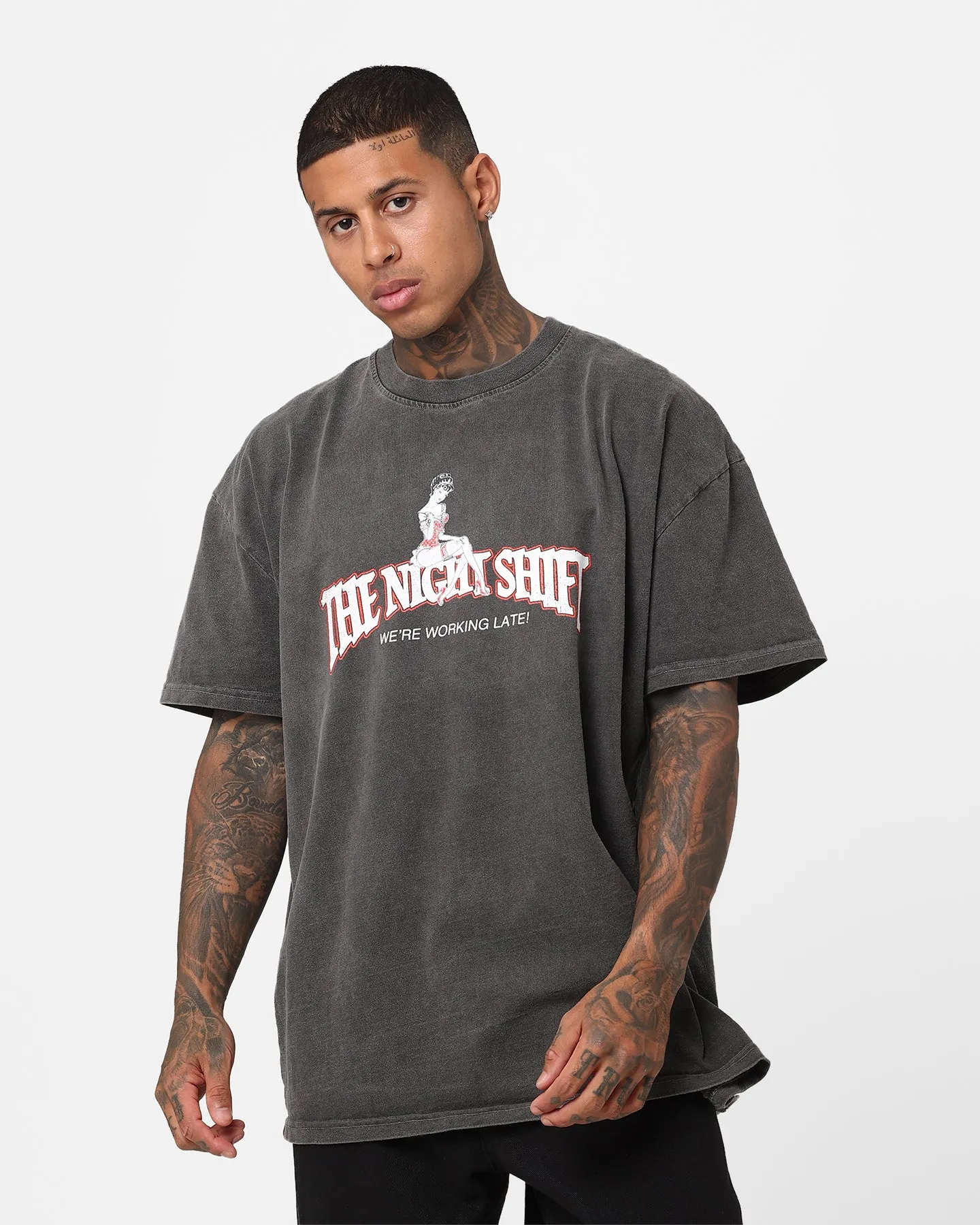 The Night Shift Gentleman's Club Heavyweight Vintage T-Shirt Black Wash Street Comfort