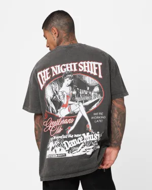 Anti Odor Technology The Night Shift Gentleman's Club Heavyweight Vintage T-Shirt Black Wash