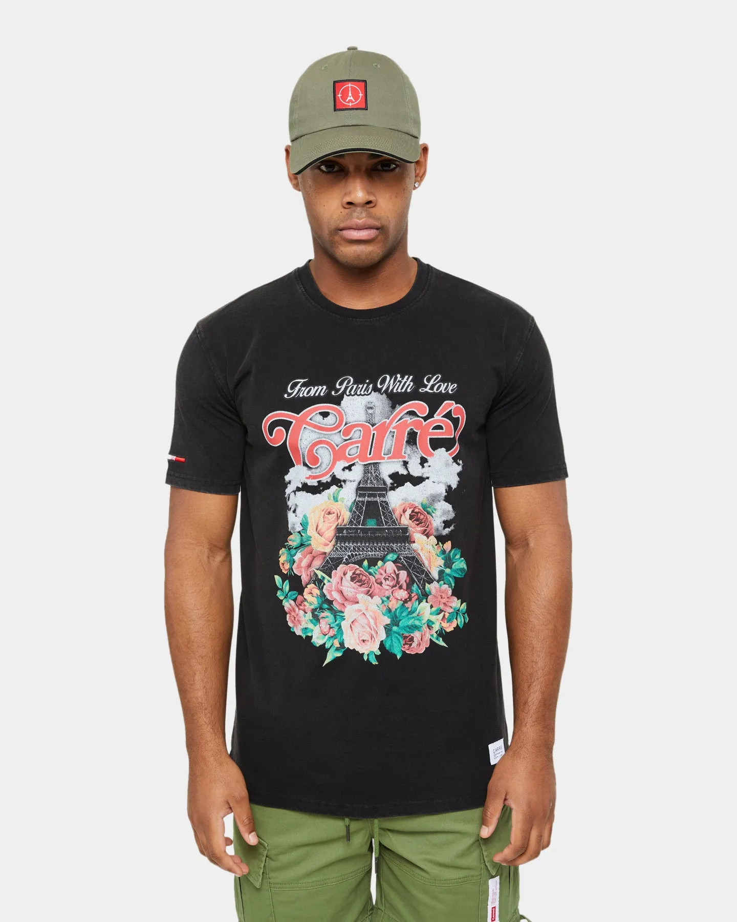 Perfect for Outdoors Heather Jersey Material Carre Paris With Love Vintage T-Shirt Washed Black