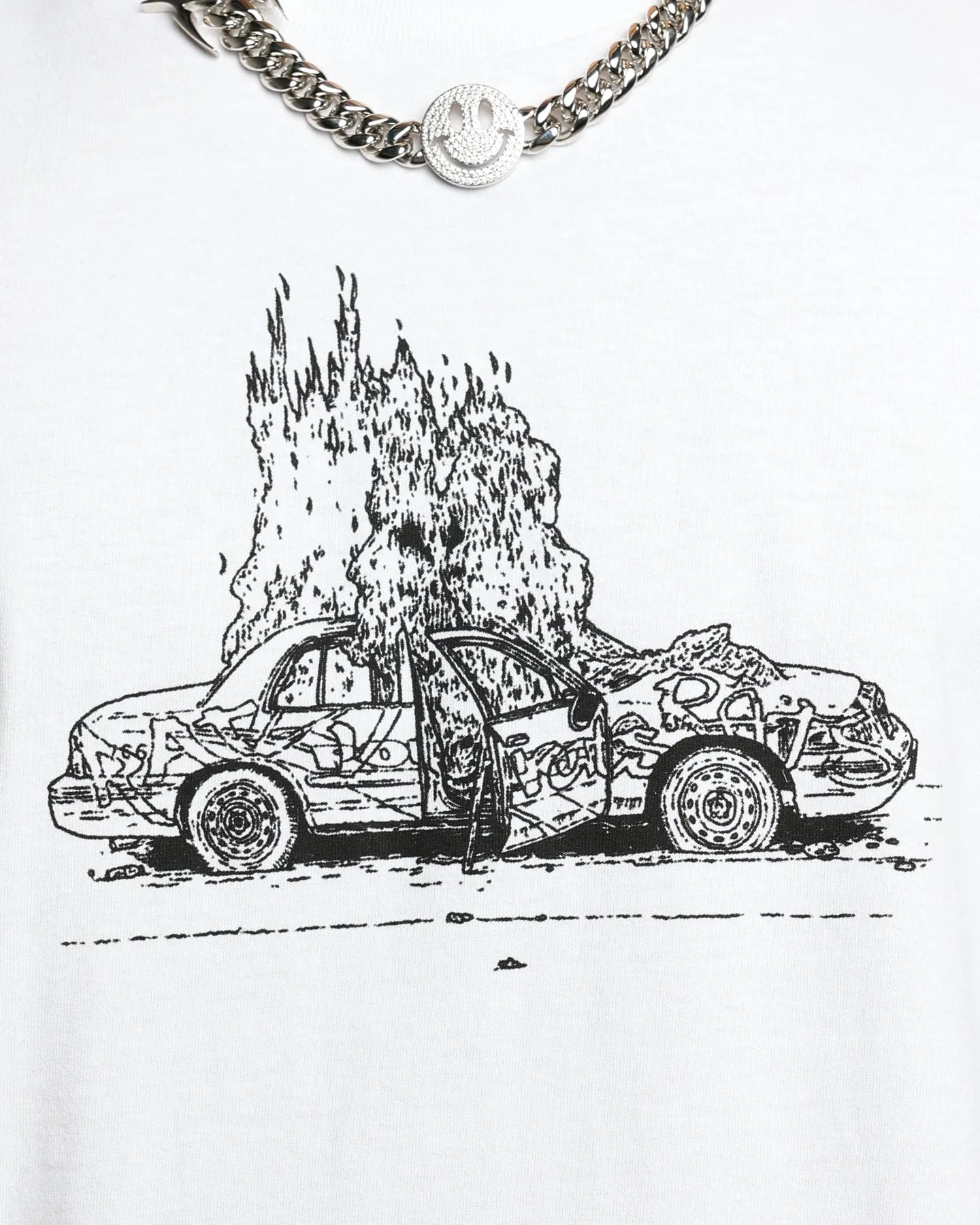 Bright and Bold Rats Get Fat X Funeral French FF Car T-Shirt White