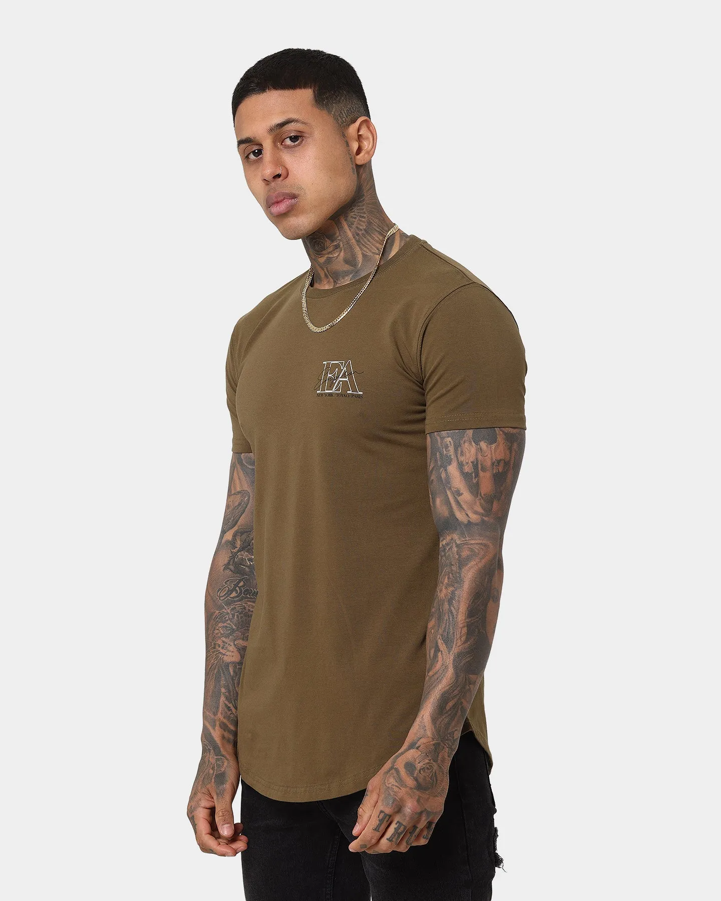 Trendy Comfort Fit Emperor Apparel Classique After Dark Short Sleeve T-Shirt Army Green/Black