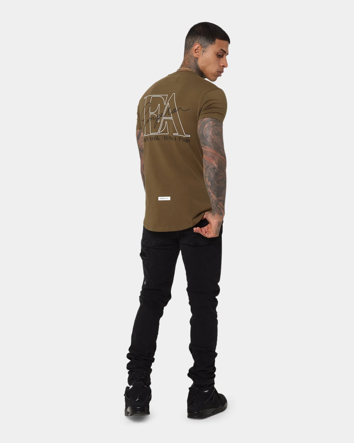 Comfortable Layering Reinforced Shoulders Emperor Apparel Classique After Dark Short Sleeve T-Shirt Army Green/Black