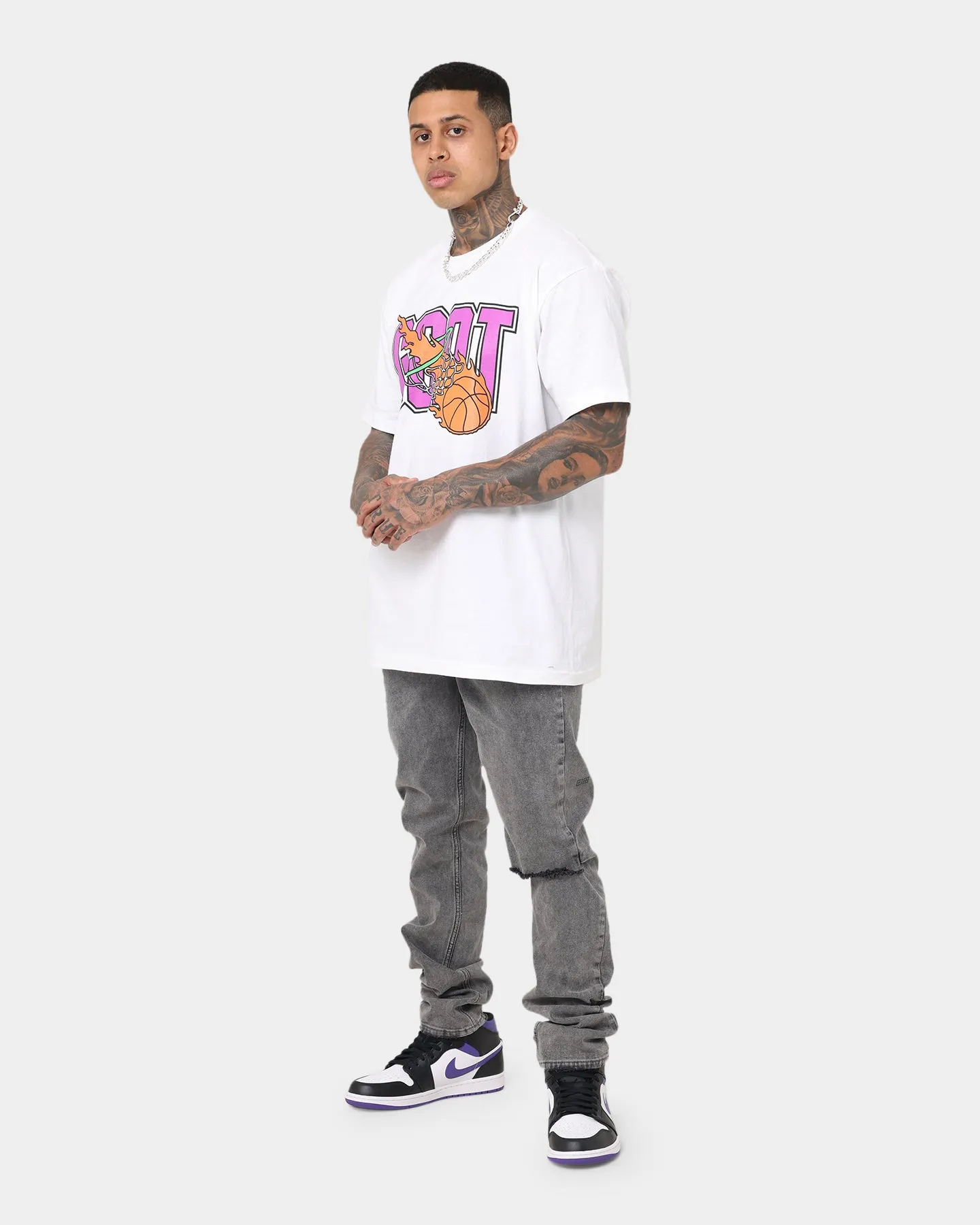 Goat Crew Goat Swish Logo T-Shirt White Fresh and Cool