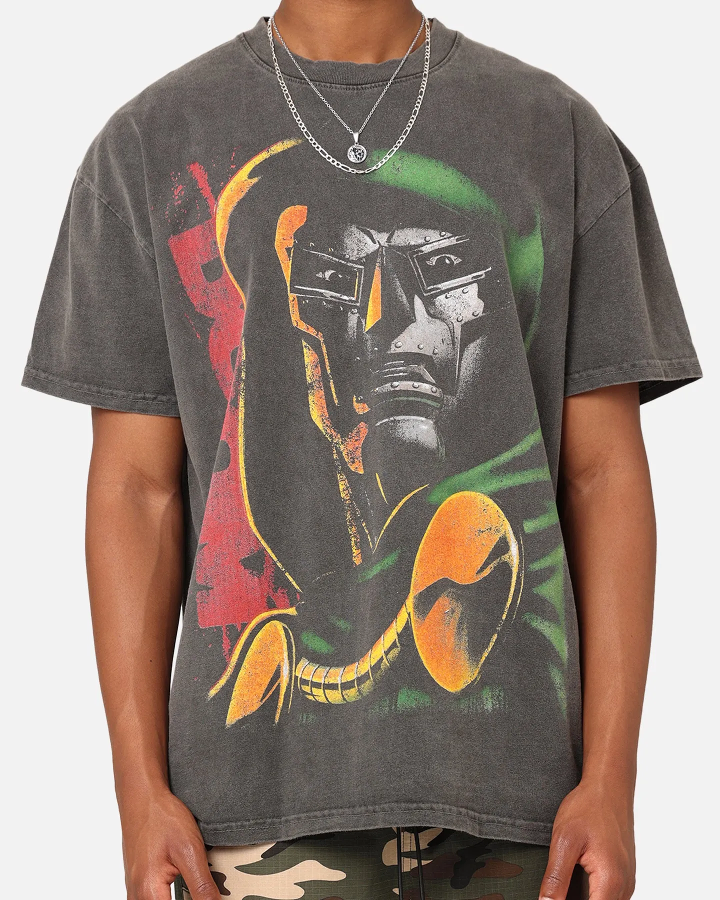 Marvel Doctor Doom Heavyweight Vintage T-Shirt Black Wash LowImpact Manufacturing Urban Streetwear