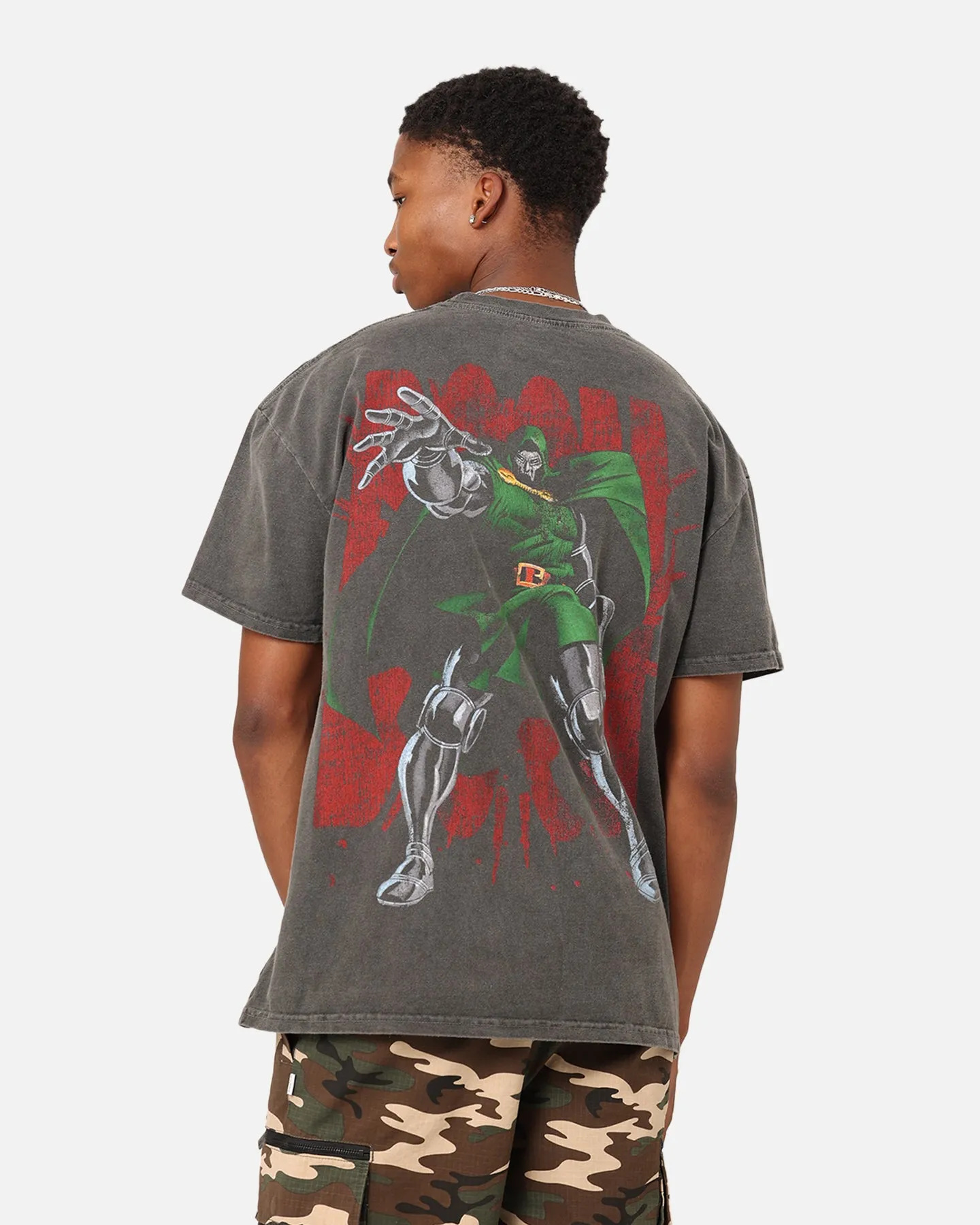 Marvel Doctor Doom Heavyweight Vintage T-Shirt Black Wash Stylish Casual Water Based Ink