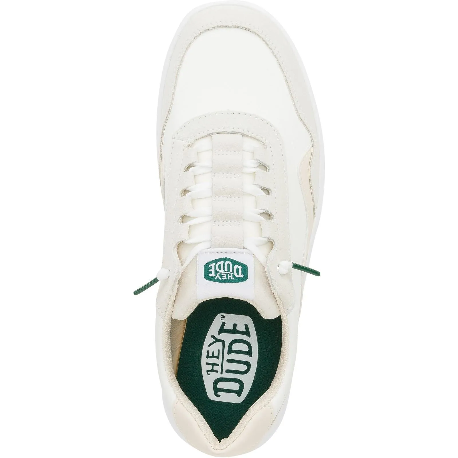 HEYDUDE Mens Hudson Classic Trainers Light Beige/White Bright Neon
