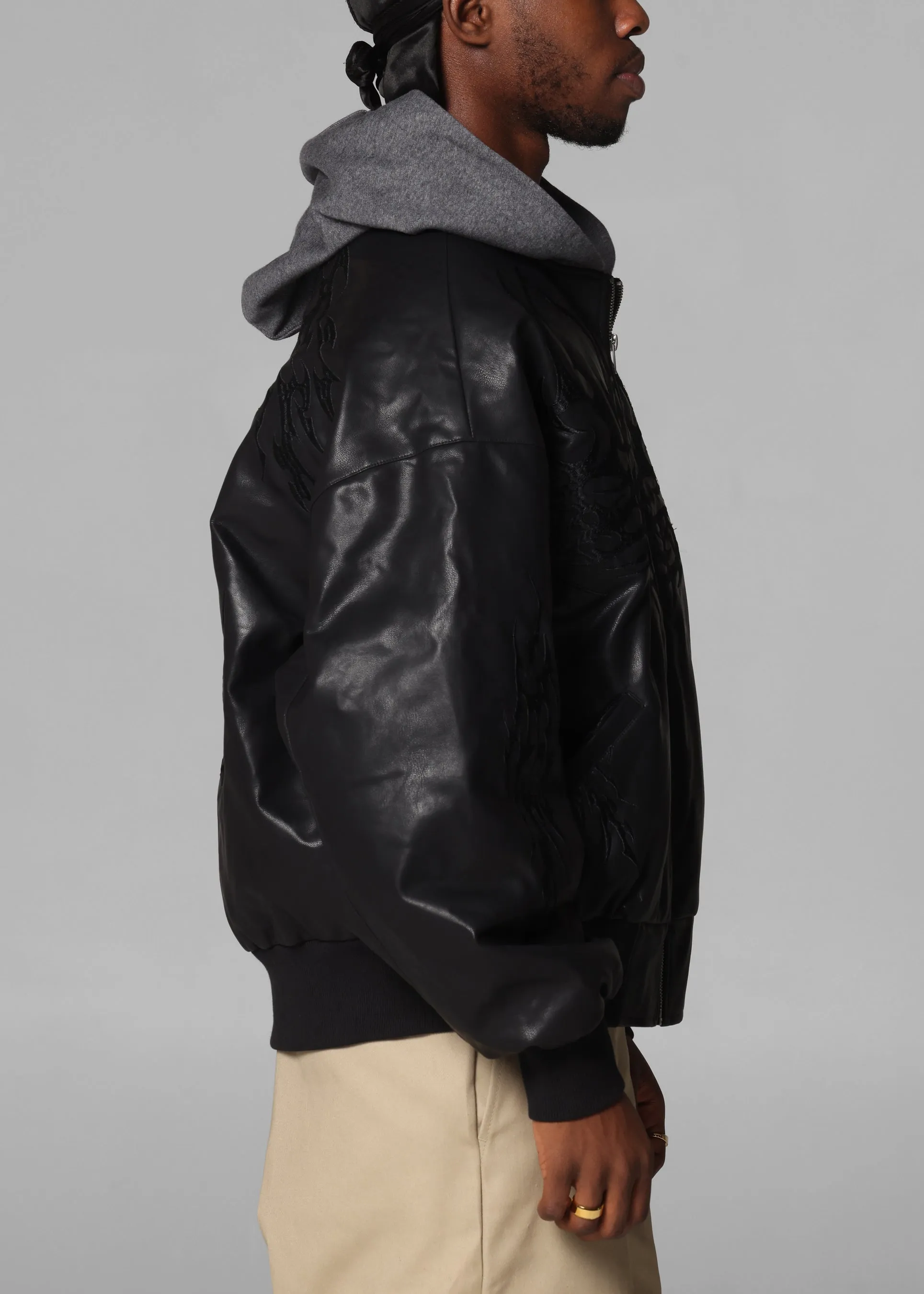 Loiter Star Wars Sith Bomber Jacket Washed Black Decal Sporty