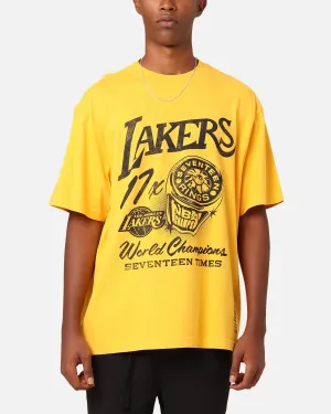 Mitchell & Ness Los Angeles Lakers Rings T-Shirt Ochre Spandex Enhanced Elasticity Festival wear