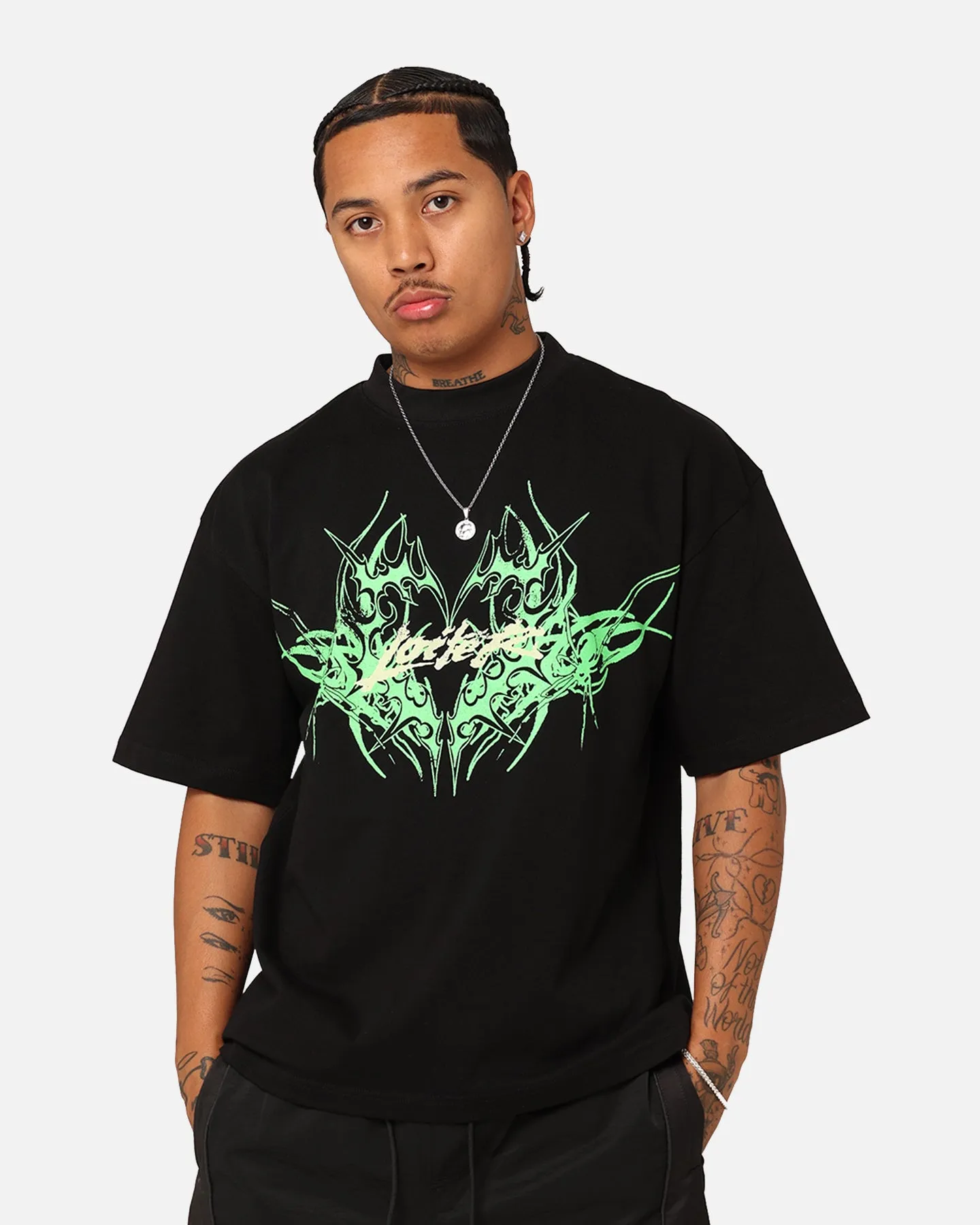 Loiter Lotus Oversized T-Shirt Black Festival wear