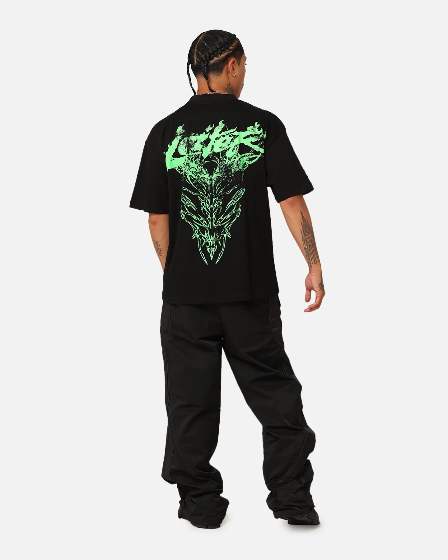 Movie Night MicroPiqueKnit Loiter Lotus Oversized T-Shirt Black