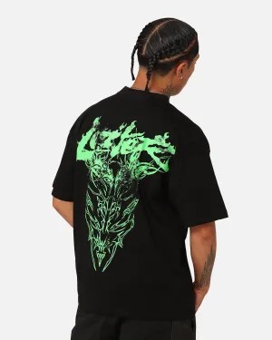 Simple and Cozy Chilly Weather Style Loiter Lotus Oversized T-Shirt Black