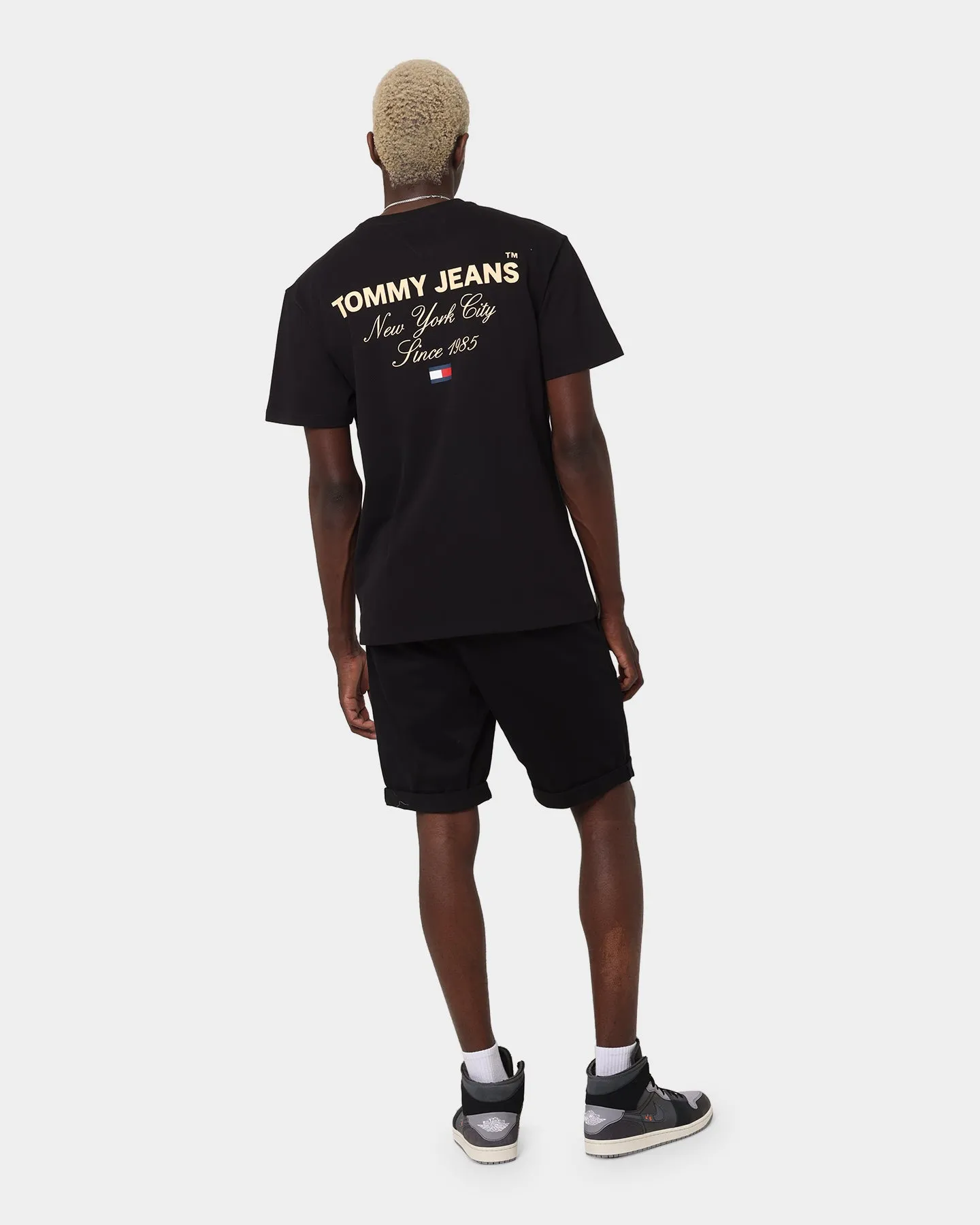 Stretchable Fabric Non Fading Material Tommy Jeans TJM Timeless Font T-Shirt Black