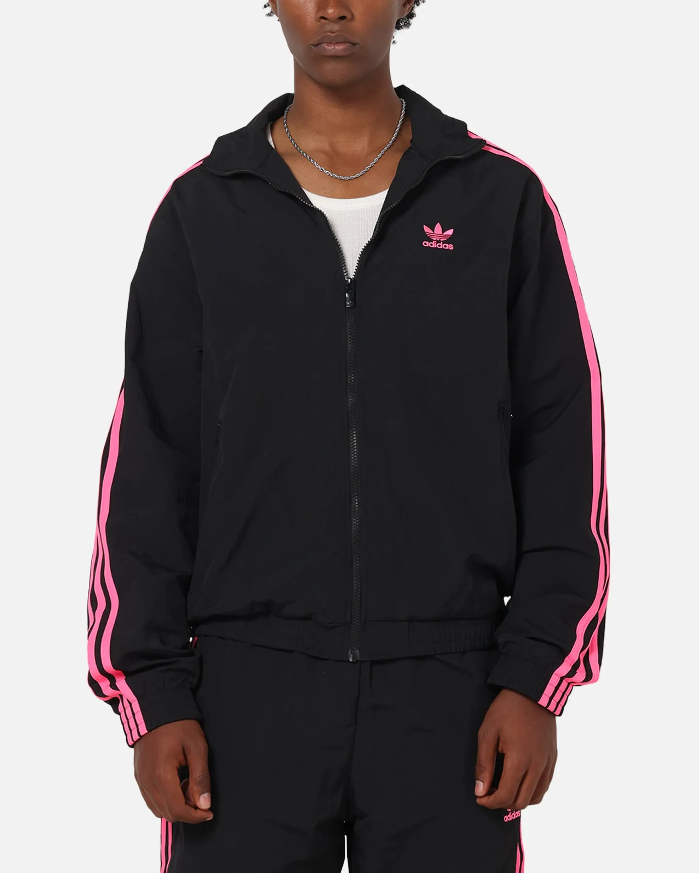 Adidas Firebird Track Jacket Black/Lucid Pink Bonded seams Tolerance