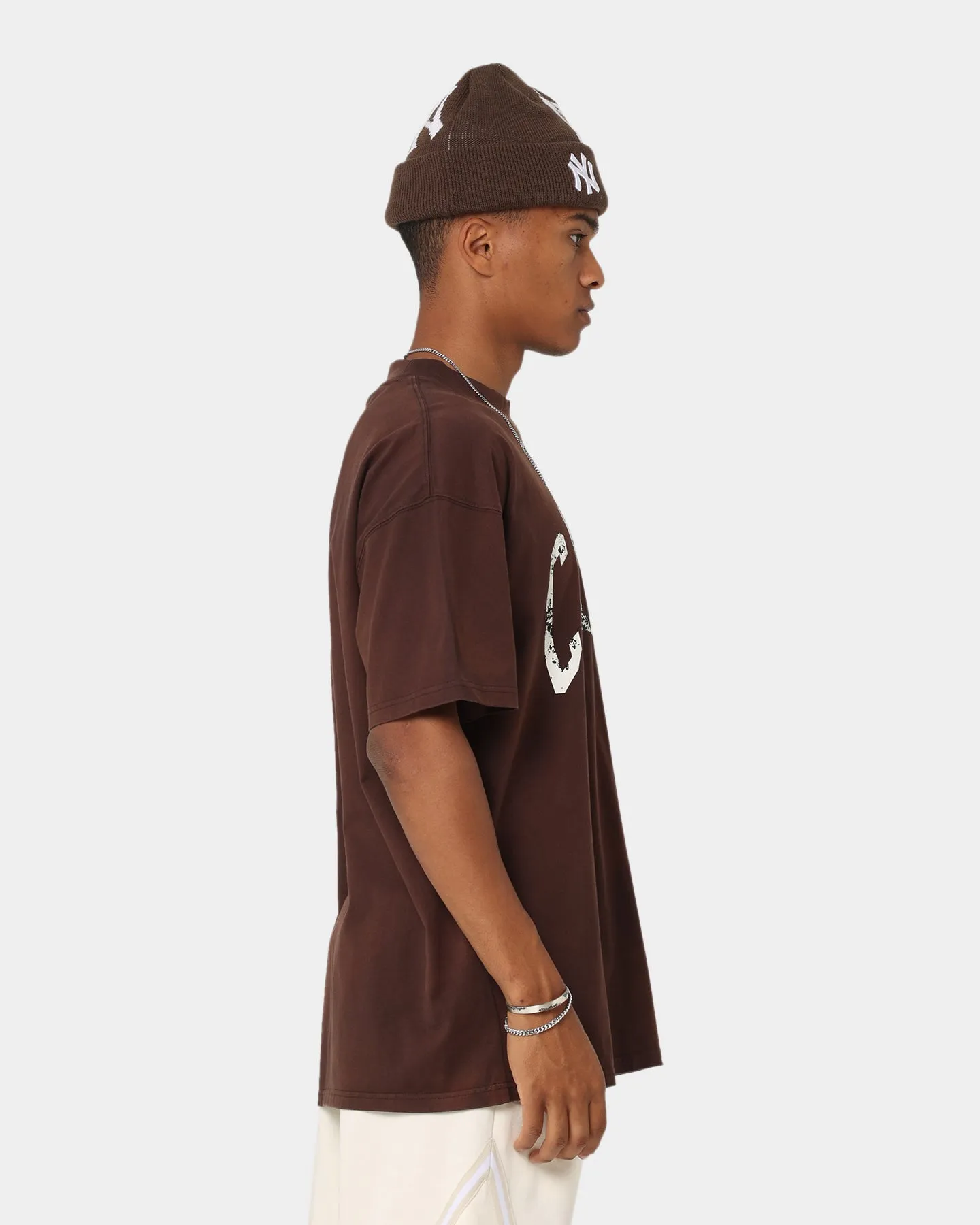 Anti Perspiration Lining Relaxed Vibes Carr?? Arch Oversized T-Shirt Washed Brown