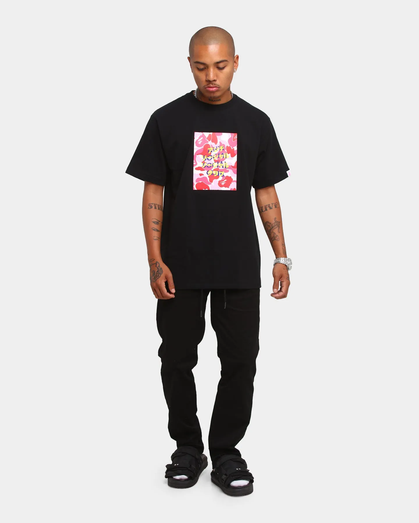Lightweight Material Anti Social Social Club BAPE x ASSC Camo Box T-Shirt Black/Pink