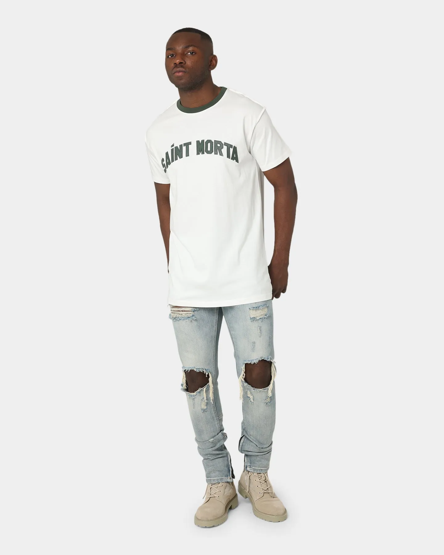 Weekend Trend Abrasion resistant Saint Morta Kingdom Lafayette T-Shirt Off White/Green