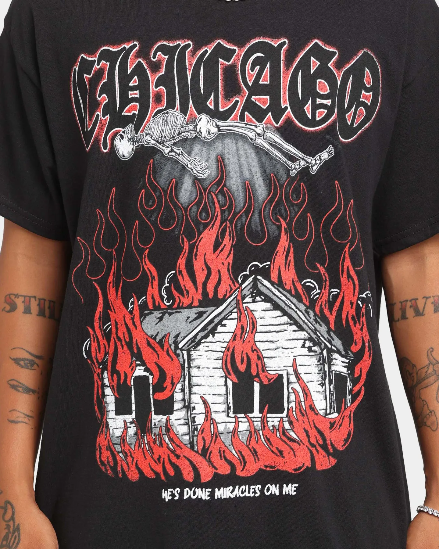 Goat Crew Chicago Vintage T-Shirt Black Quick Wear FadeResistant