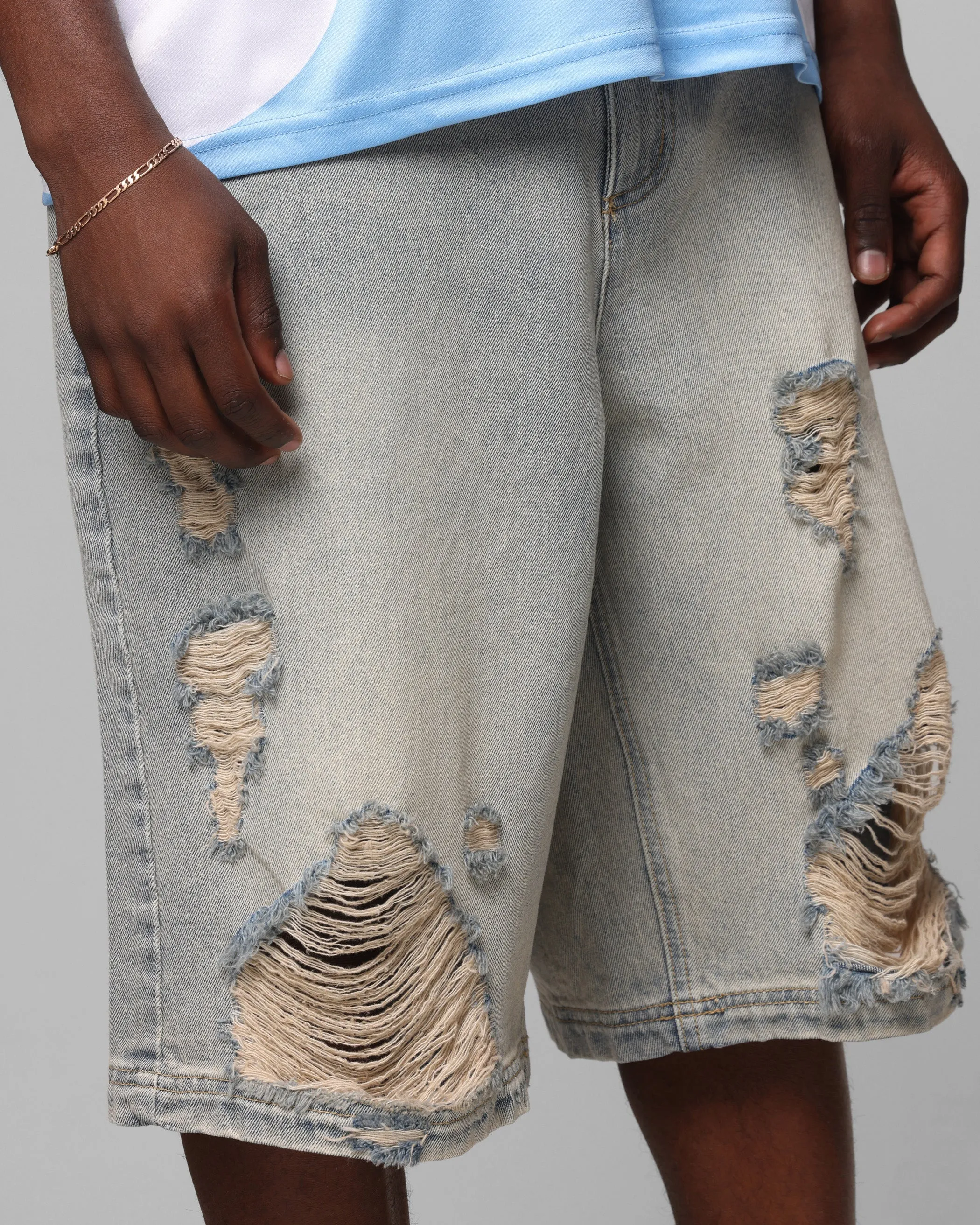HypoallergenicMaterial Loiter Collateral Distressed Jorts Vintage Blue