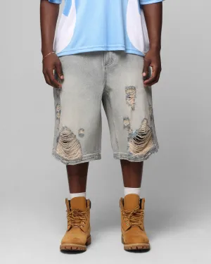 Loiter Collateral Distressed Jorts Vintage Blue SecureCargoPockets