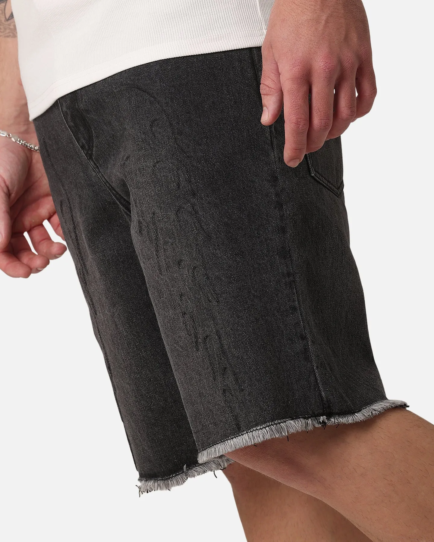 Practical Wear Saint Morta Inferno Baggy Denim Shorts Black Shadow