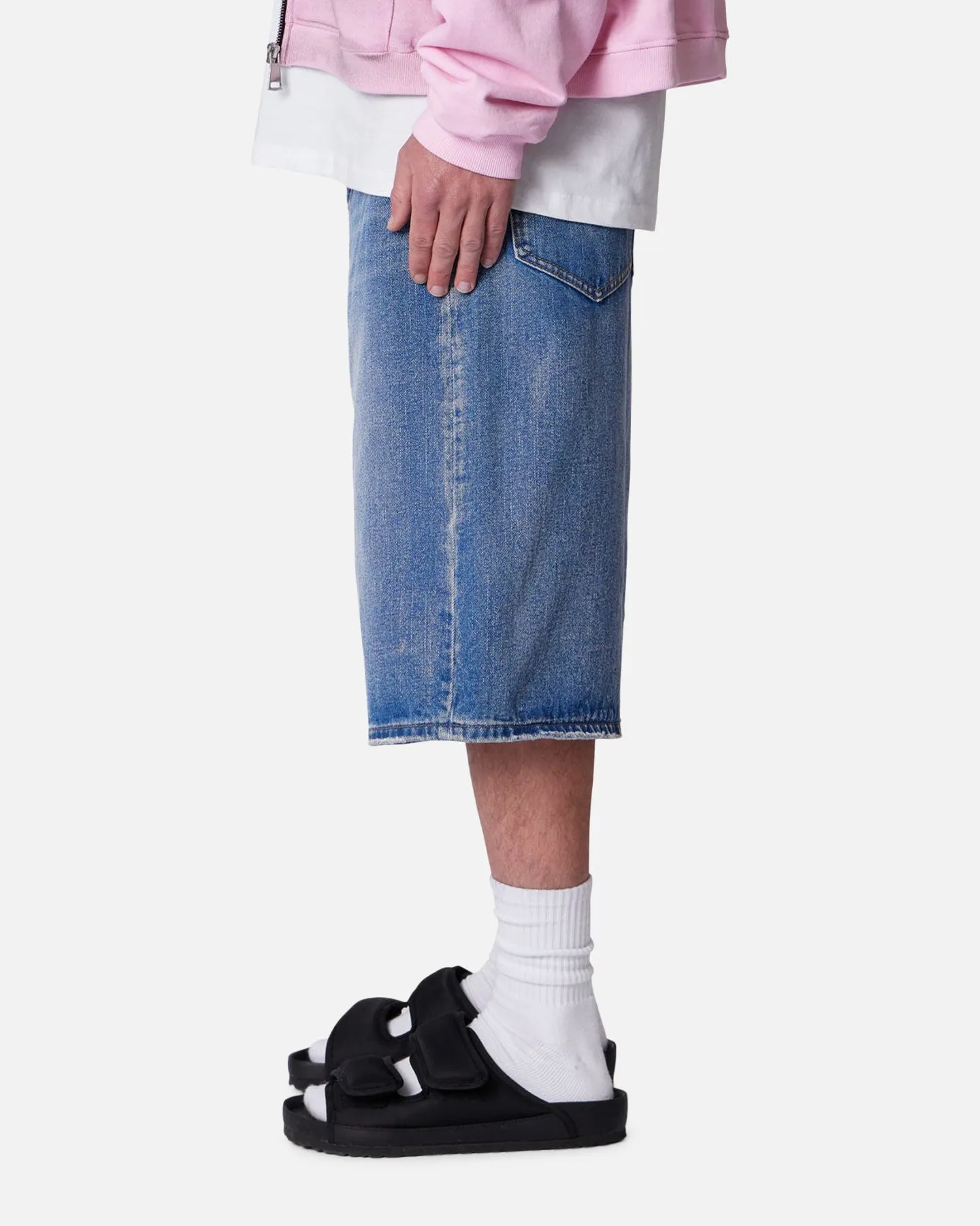 light feel Noise Free Fabric MNML Ultra Baggy Denim Shorts Raw Blue