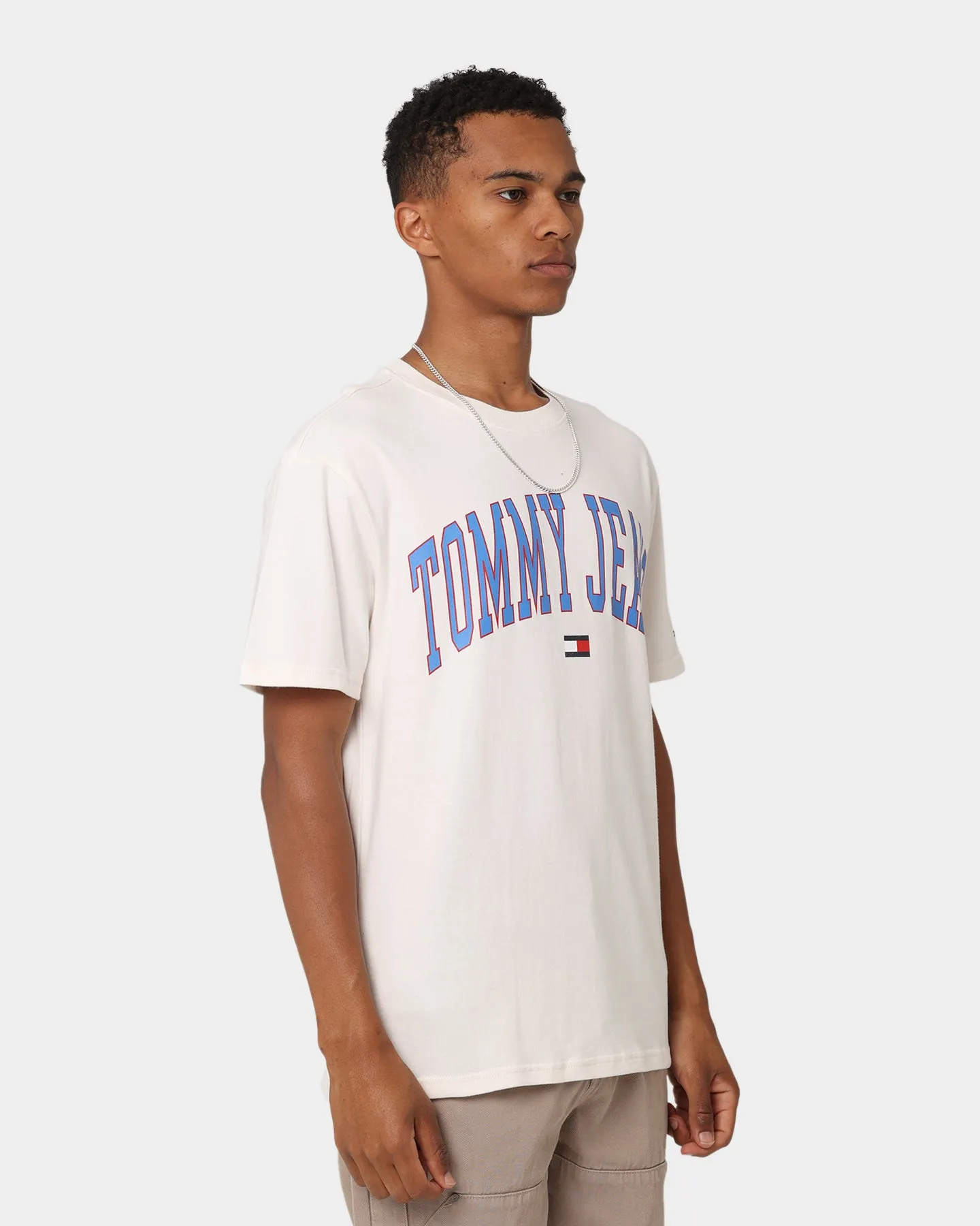 Outdoor Comfort AntiStatic Properties Tommy Jeans TJM Classic Collegiate T-Shirt Ancient White