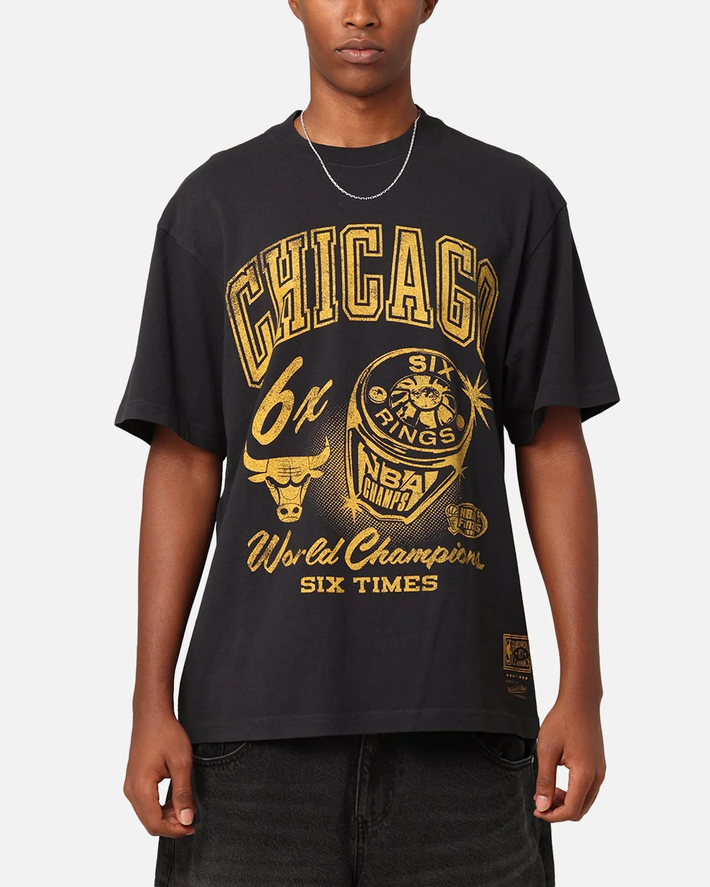 Outdoor Essentials Comfortable Design Mitchell & Ness Chicago Bulls Rings T-Shirt Faded Black
