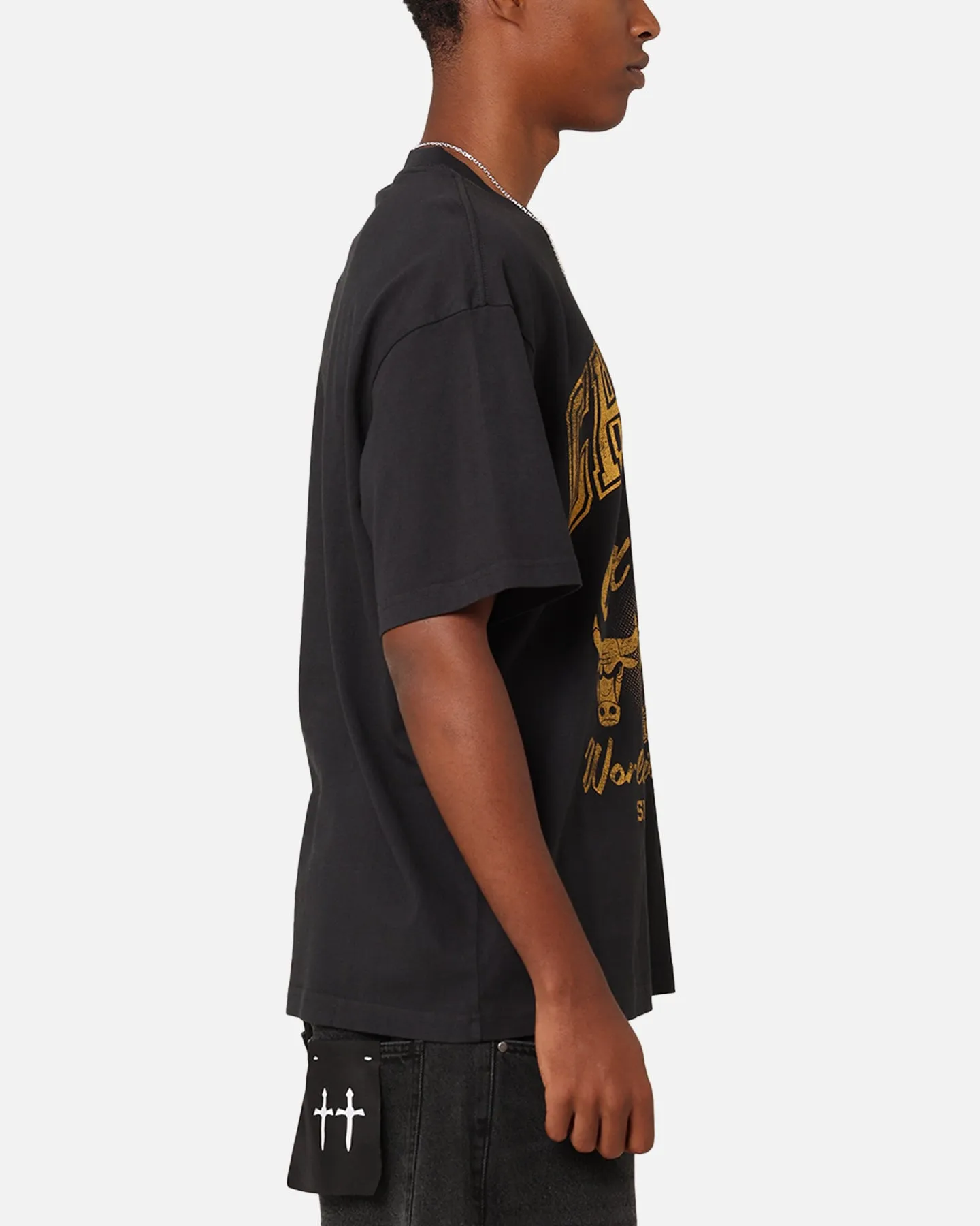 Mitchell & Ness Chicago Bulls Rings T-Shirt Faded Black Stylish Look Sporty Fashion