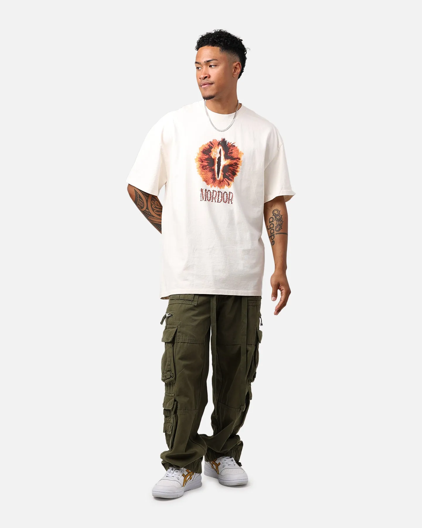 Street Comfort American Thrift X Lord Of The Rings Mordor Heavyweight T-Shirt Off White