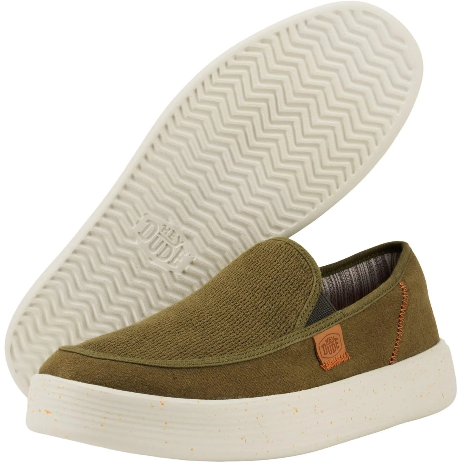 HEYDUDE Mens Sunapee Coastline Shoe Olive Sweat Resistant Indoor Fitness