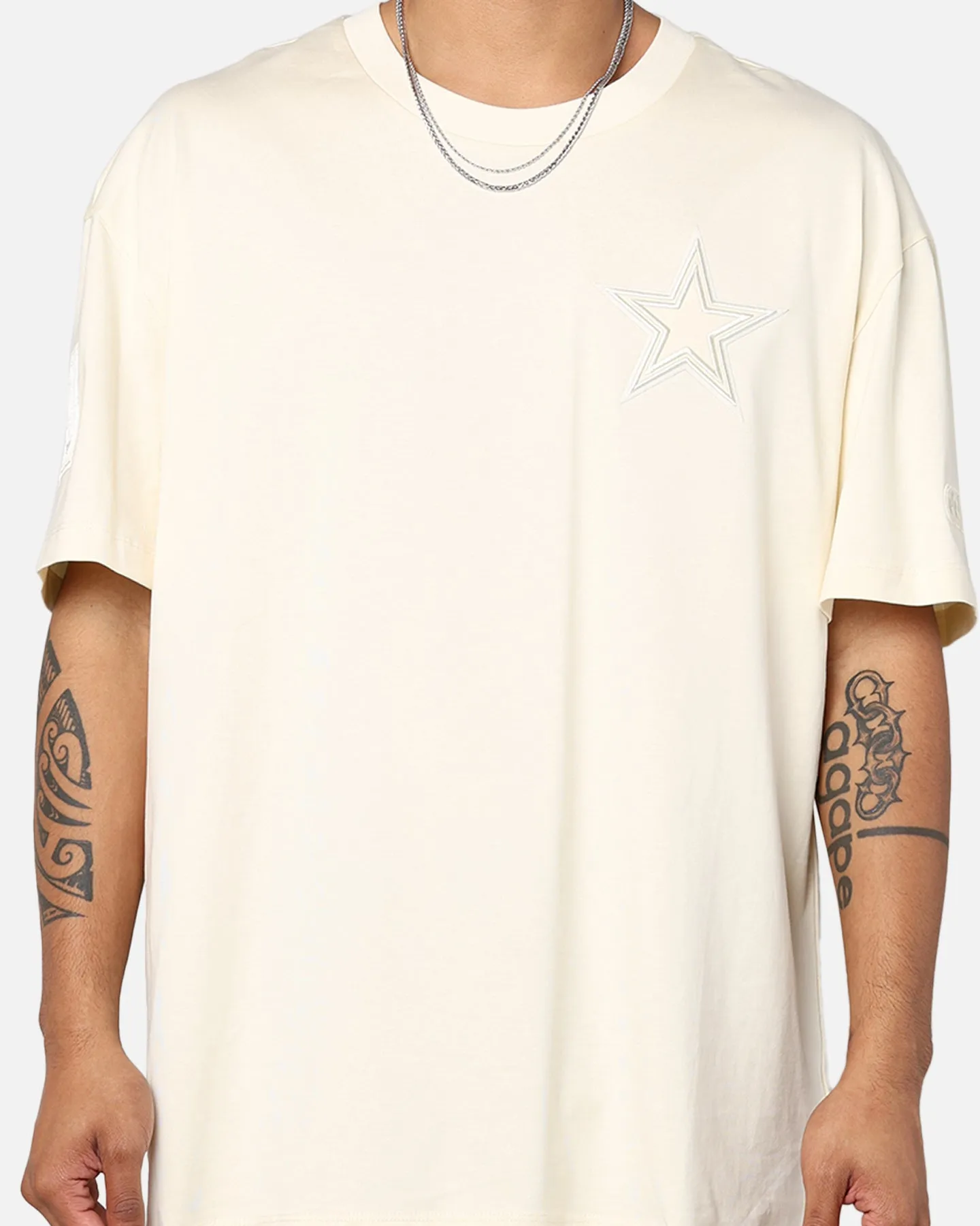 Sublimation Printed Collar Pro Standard Dallas Cowboys Drop Shoulder T-Shirt Eggshell