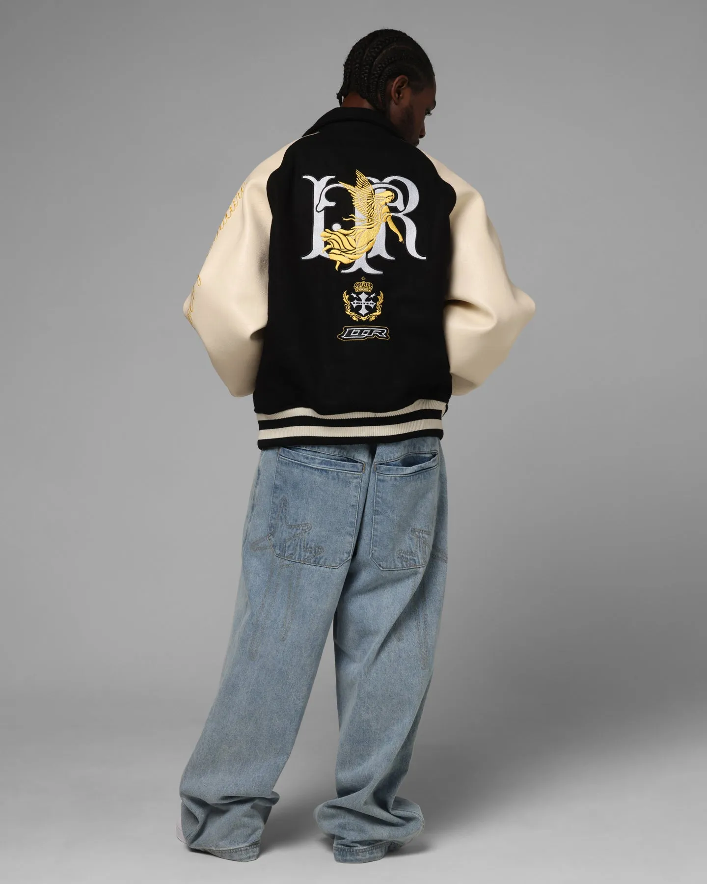Loiter Heaven Varsity Jacket Black/Off White City Style age - appropriate