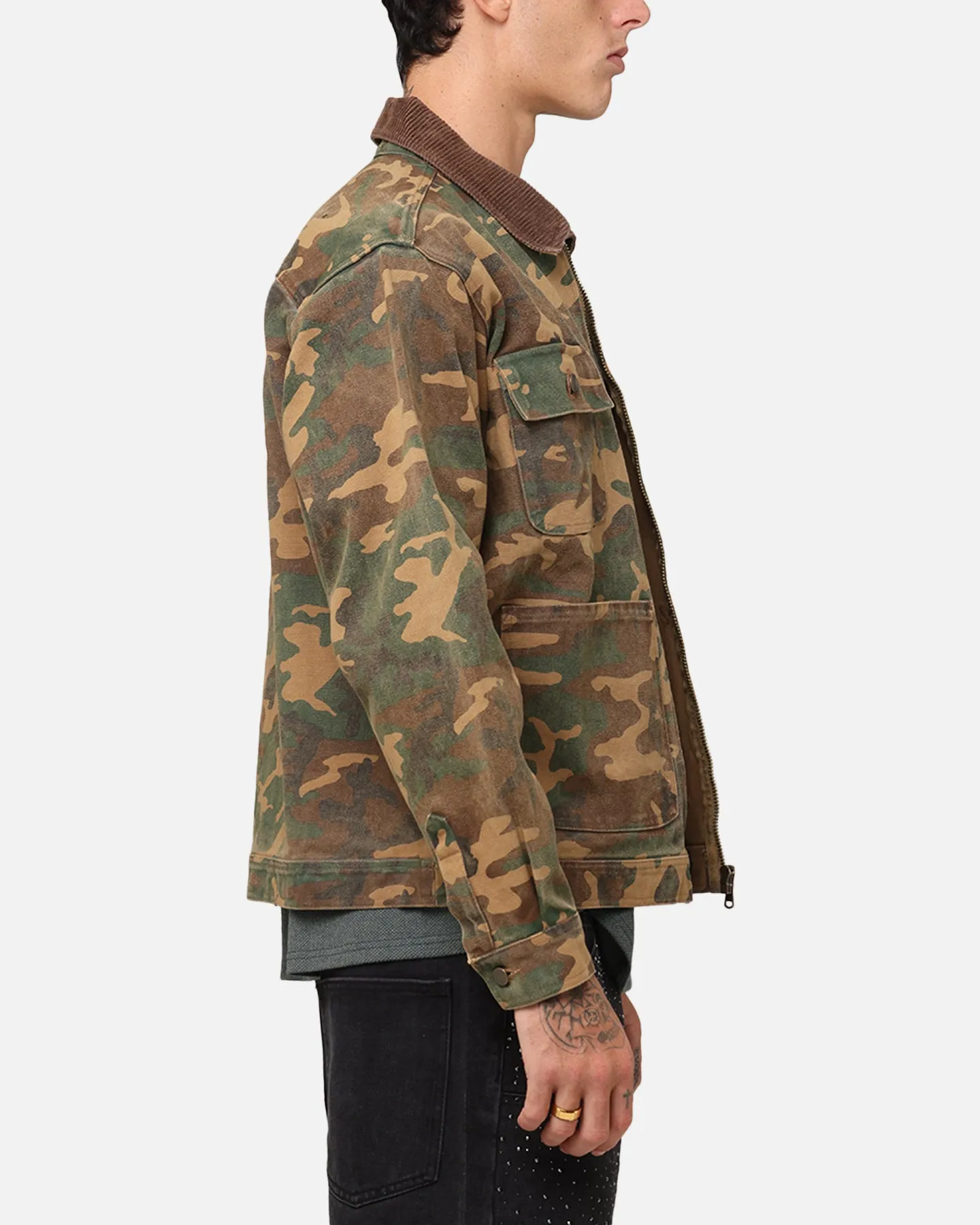 Weather Fit Front Pockets XXIII Camo Cargo Jacket Washed Green Camo