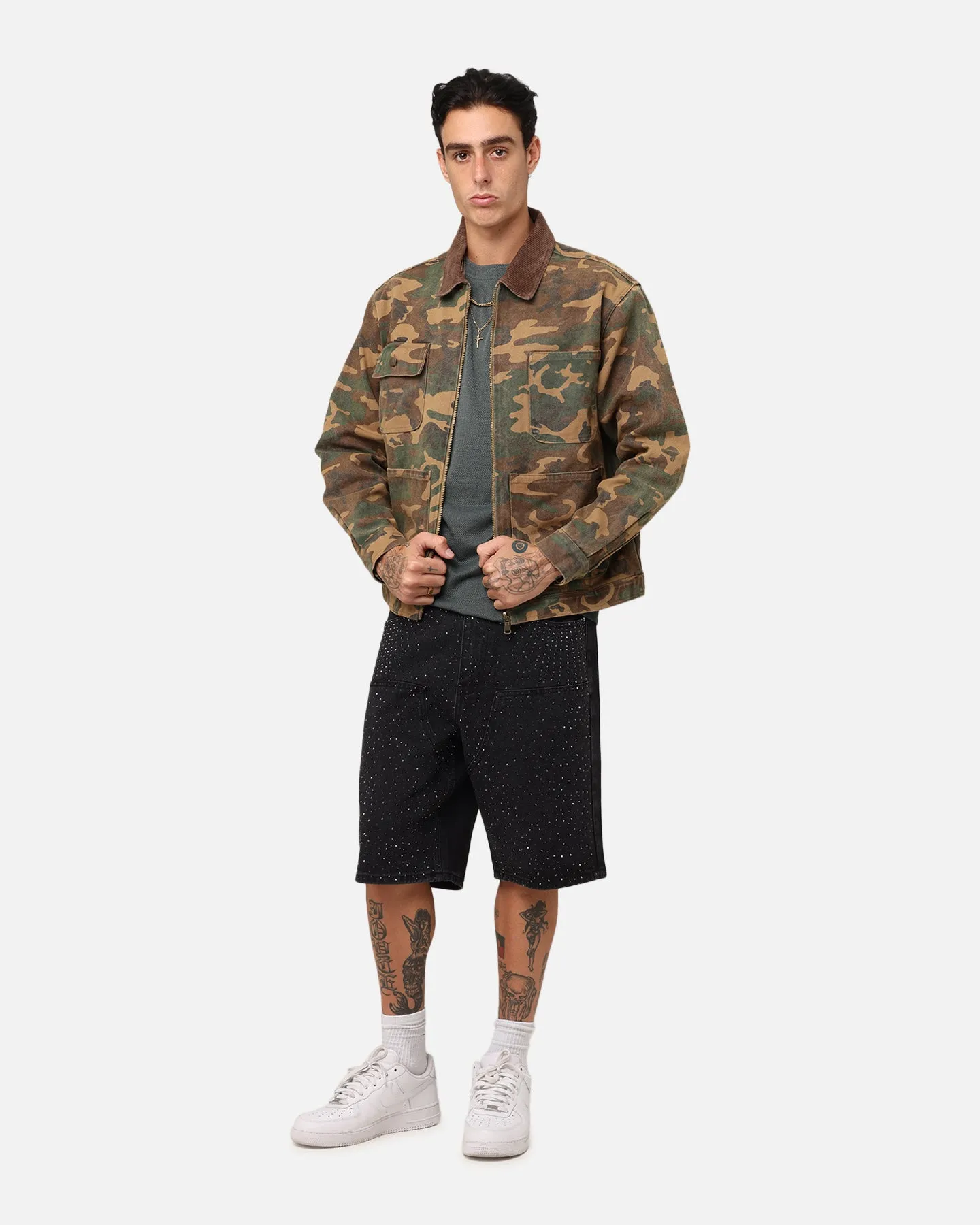 Generosity Smooth Surface XXIII Camo Cargo Jacket Washed Green Camo