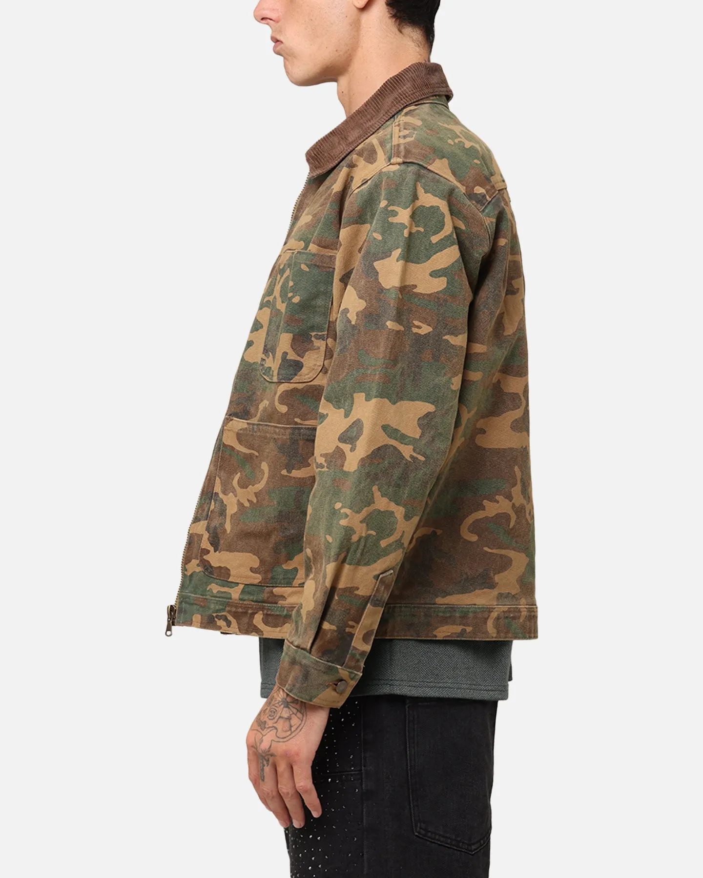 Simple Layer motorcycle XXIII Camo Cargo Jacket Washed Green Camo