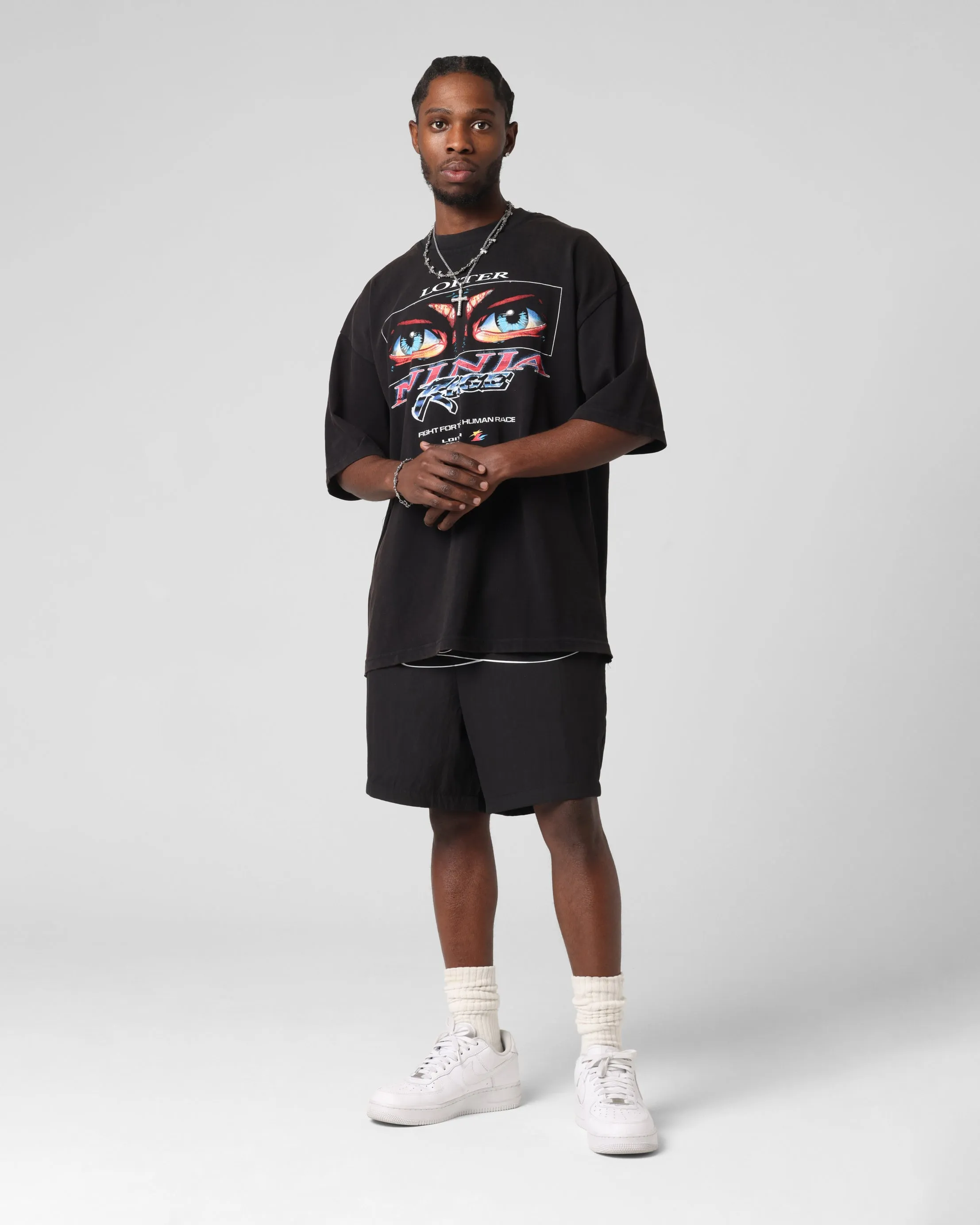 Summer Style Loiter Script Walk Shorts Black