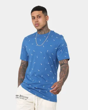 Outdoor Comfort Style Wicking Interlock Knit Nike Nike Sportswear Club All-Over Print T-Shirt Dark Marina Blue