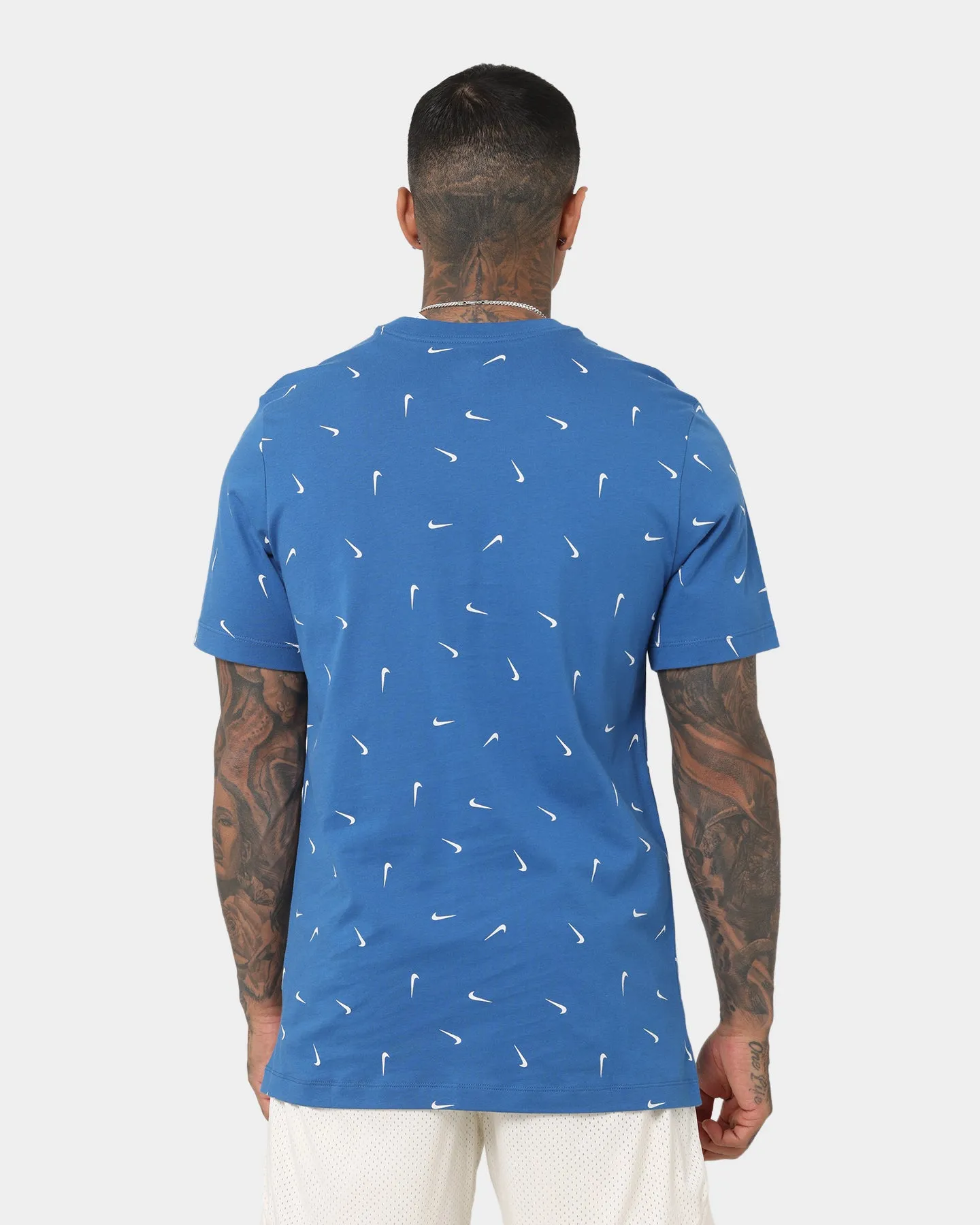 Nike Nike Sportswear Club All-Over Print T-Shirt Dark Marina Blue Weekend Smart Look Foam Print Detail