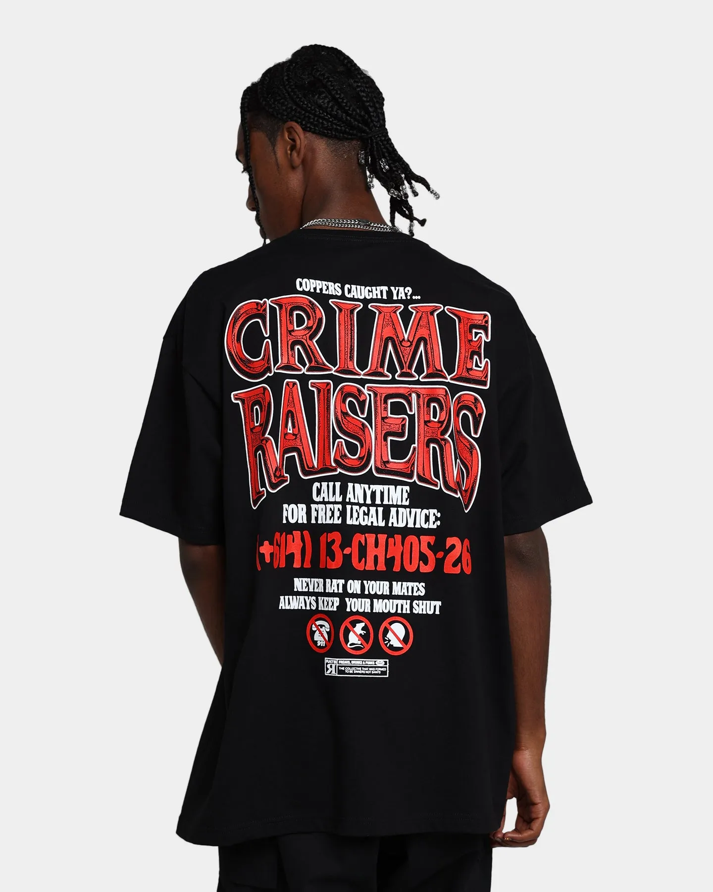 Rats Get Fat Crime Raisers T-Shirt Black GarmentDyedTexture Thermoregulating Fabric