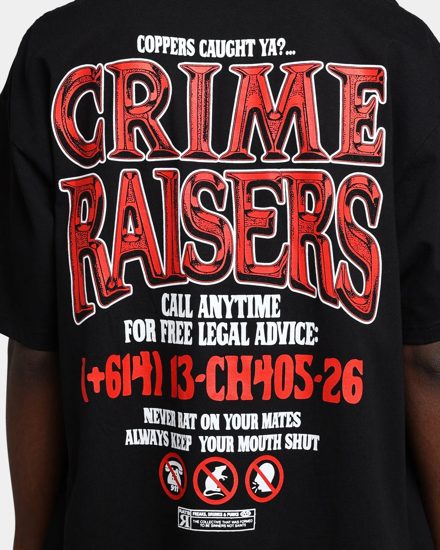 Rats Get Fat Crime Raisers T-Shirt Black Beach Wear