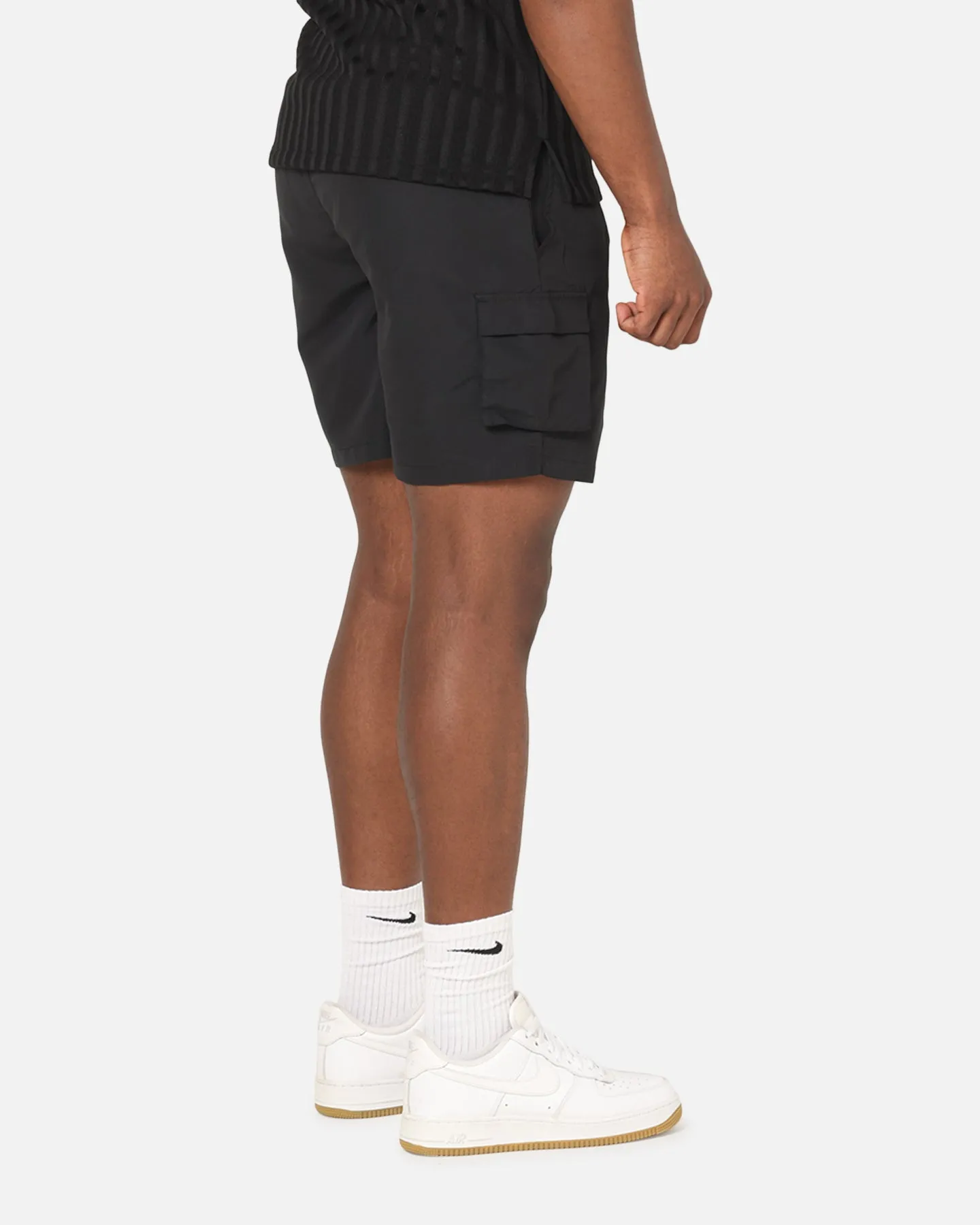 Reflective Safety Accents Sik Silk Cargo Swim Shorts Black