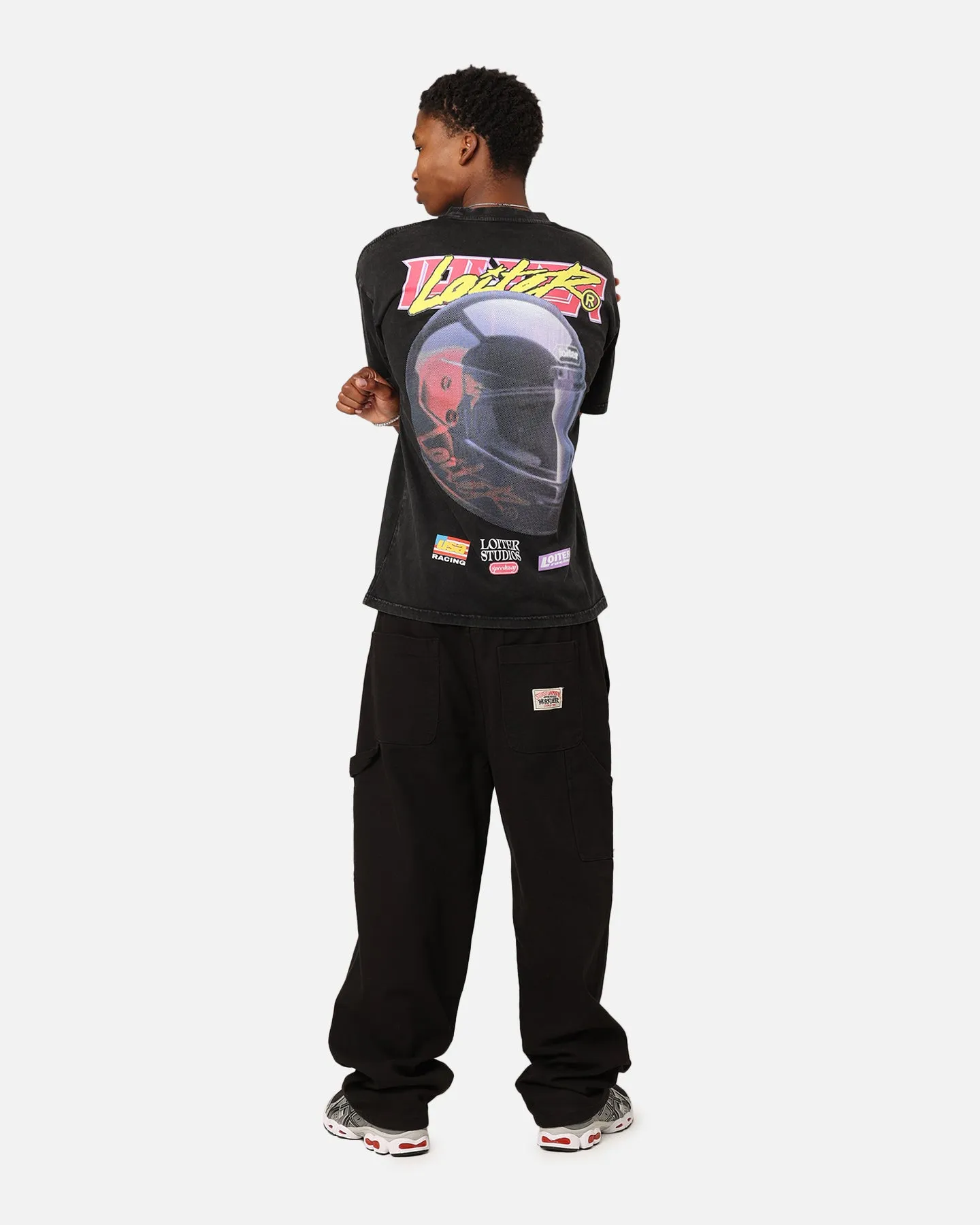 Loiter Motorsport T-Shirt Black Acid Wash Classic Chic