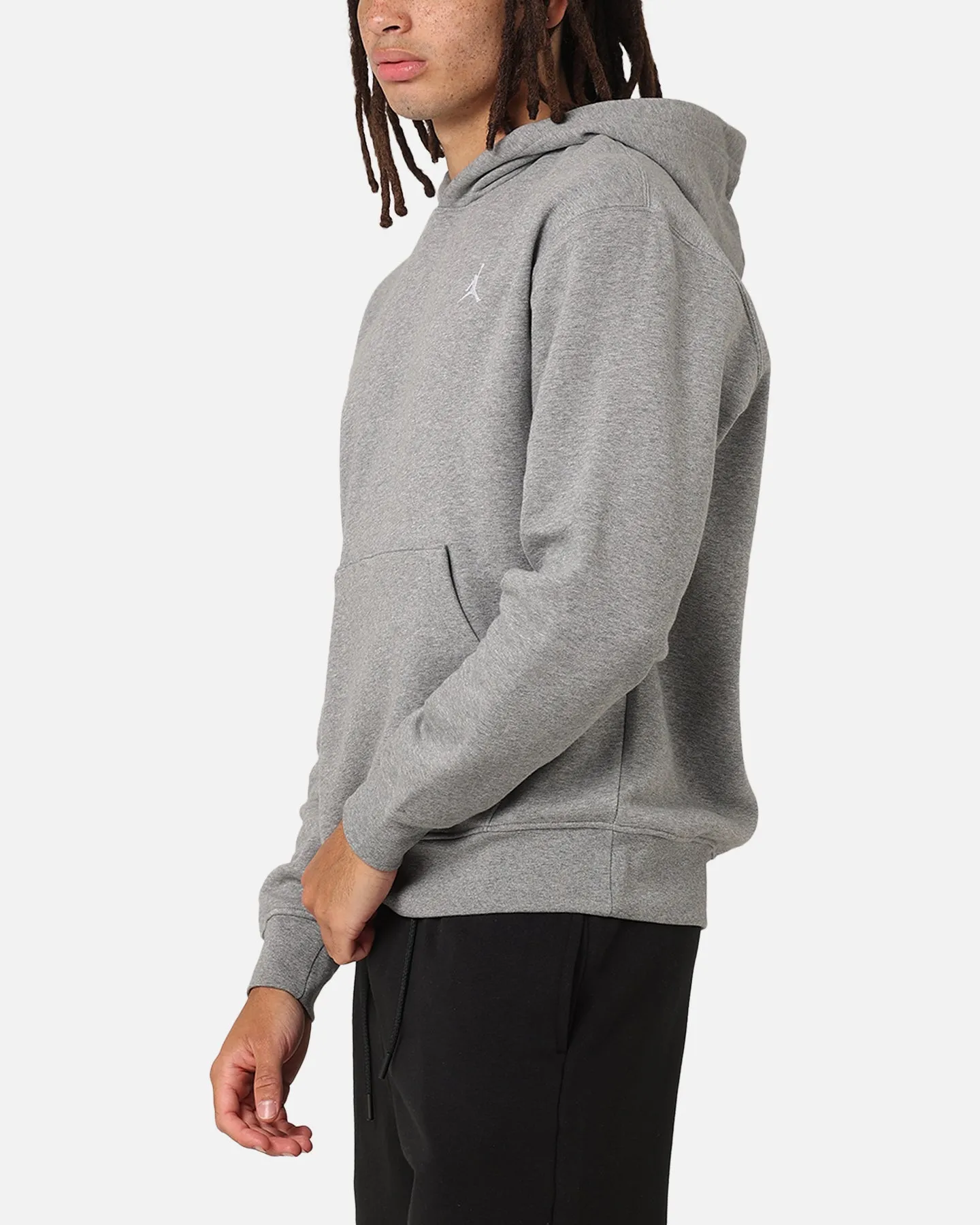 Distressed Detailing Fleece Lined Jordan Brooklyn Fleece Pullover Hoodie Carbon Heather/White