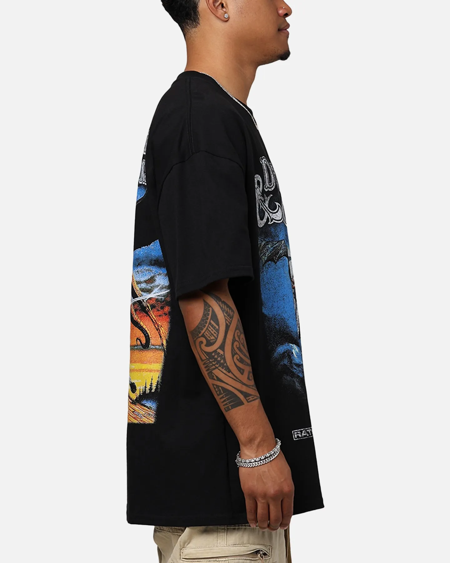 Comfortable and Chic Premium Cotton Rats Get Fat X Dungeons And Dragons Wizard Heavyweight Vintage T-Shirt Black