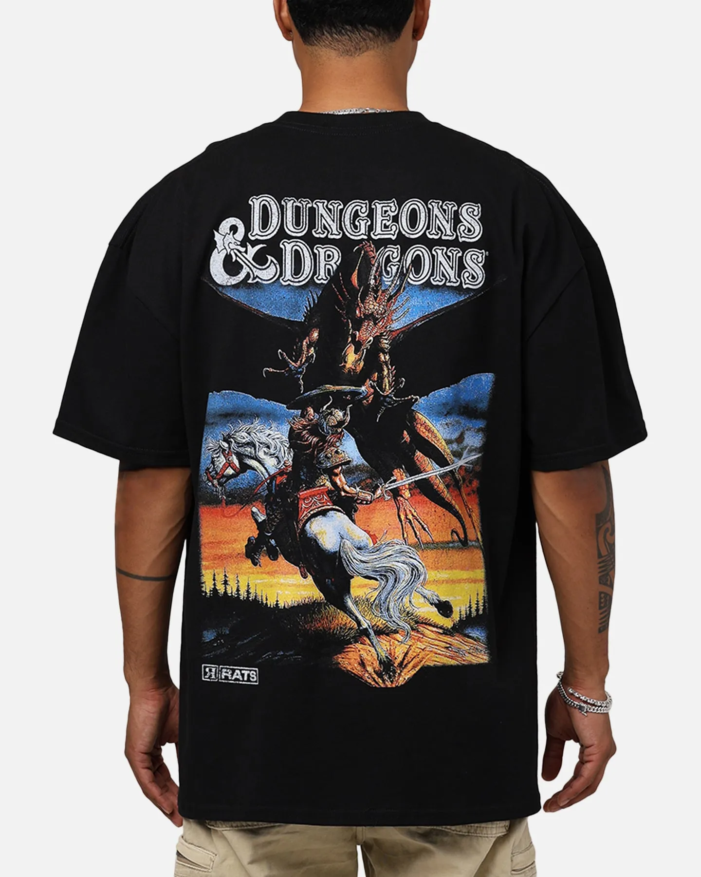 Anti Static Finish Durable Color Retention Rats Get Fat X Dungeons And Dragons Wizard Heavyweight Vintage T-Shirt Black