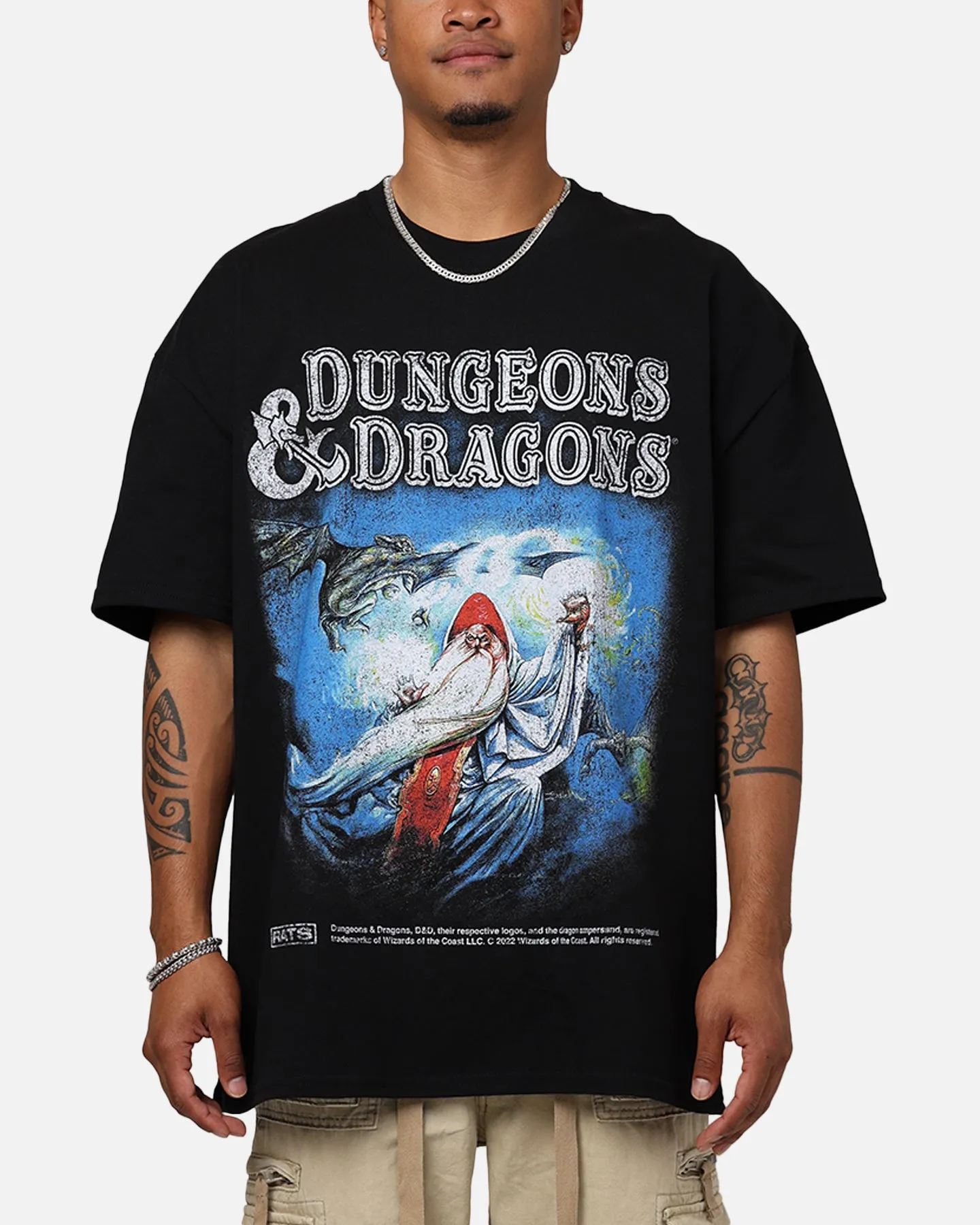 Rats Get Fat X Dungeons And Dragons Wizard Heavyweight Vintage T-Shirt Black Simple Comfort Wear