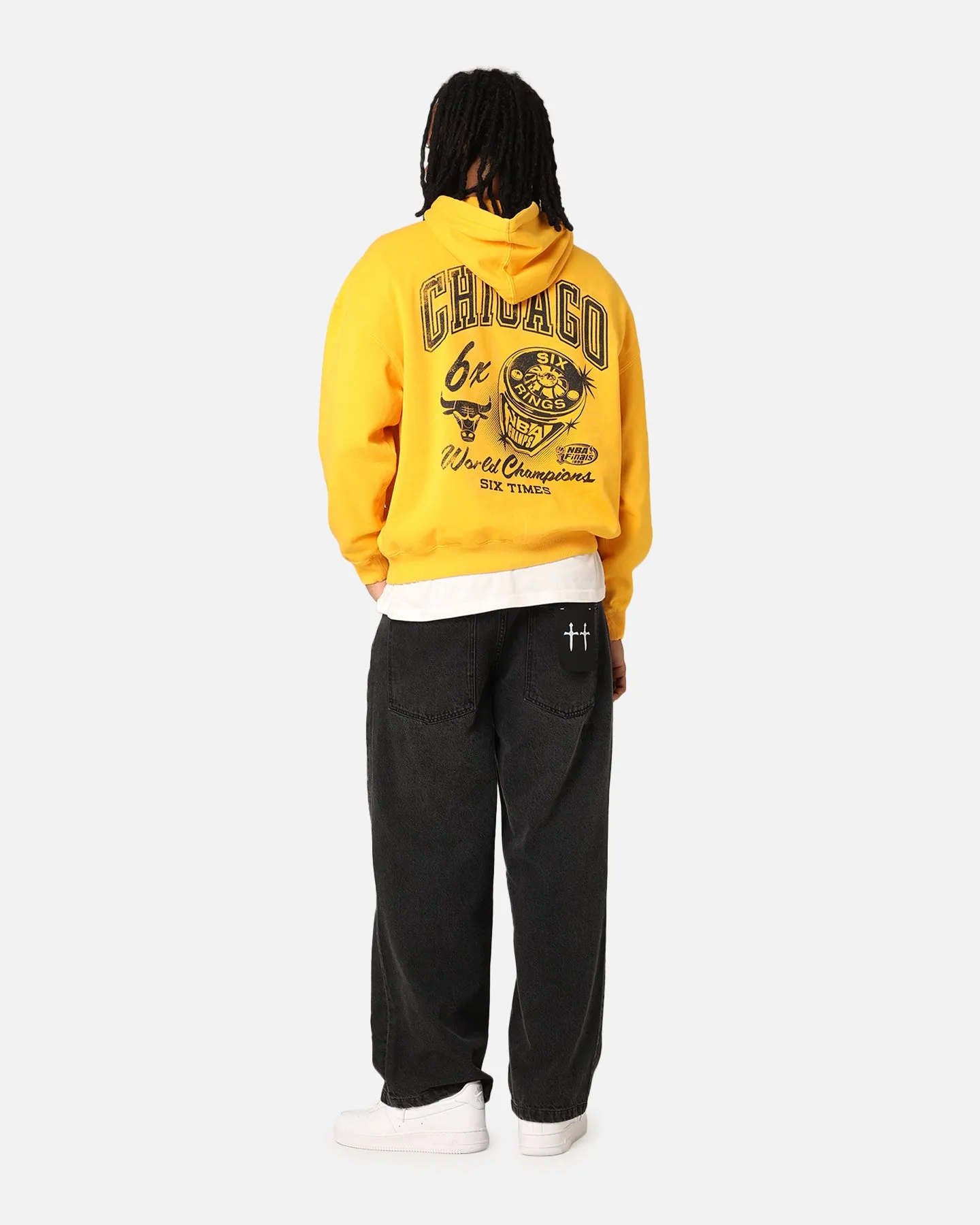 Mitchell & Ness Chicago Bulls Rings Hoodie Ochre Outdoor Essential Street Fashion