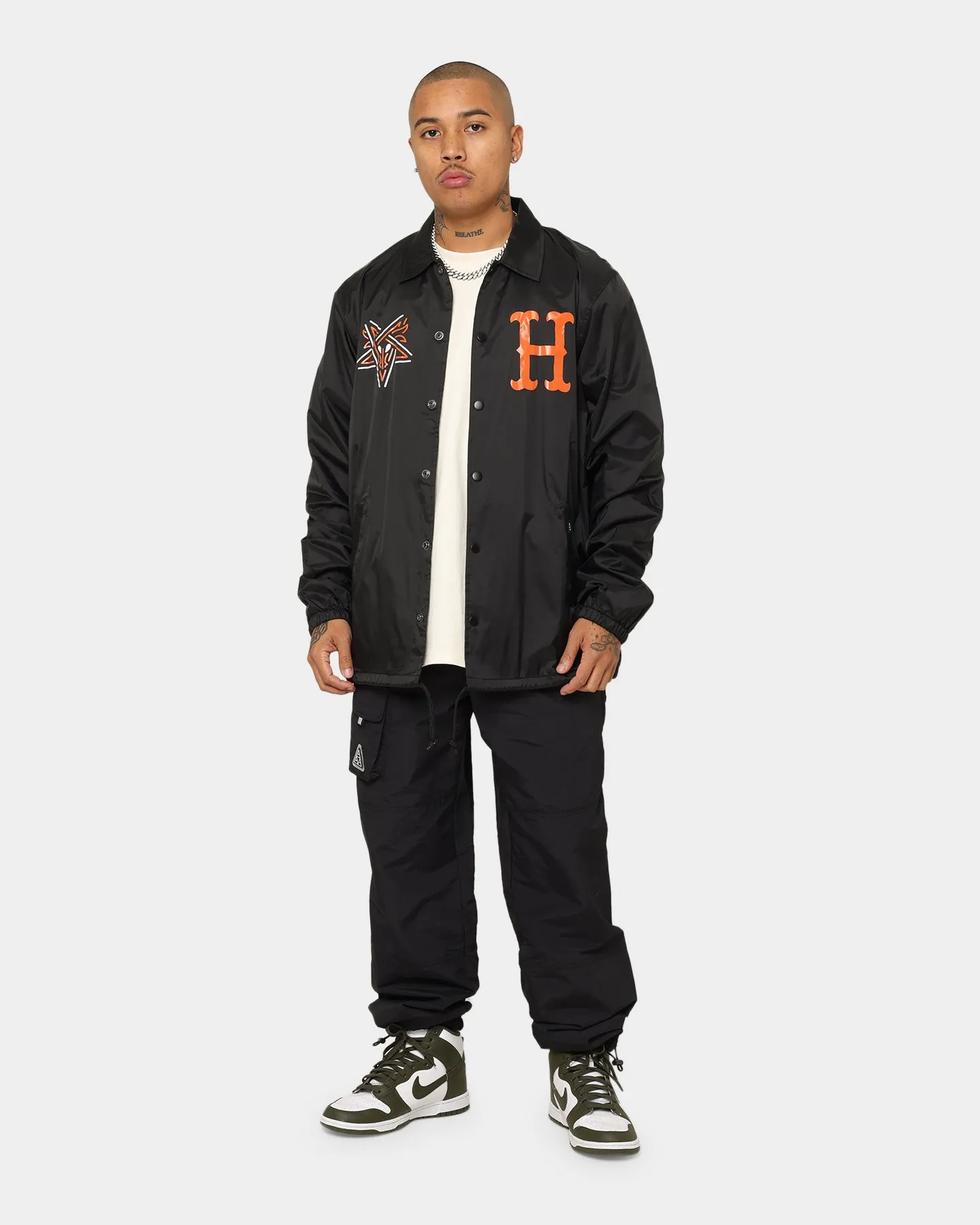 HUF X Thrasher Split Coaches Jacket Black bike tour